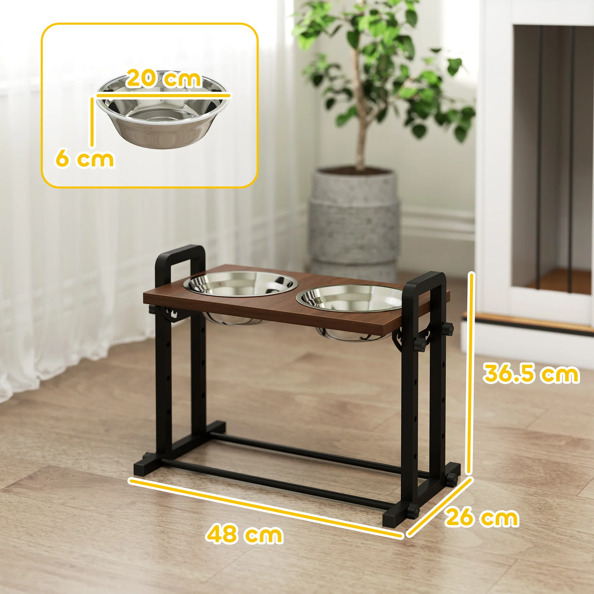 PawHut Raised Dog Bowls With 4 Heights Adjustable And 3 Adjustable Angles - Image 5