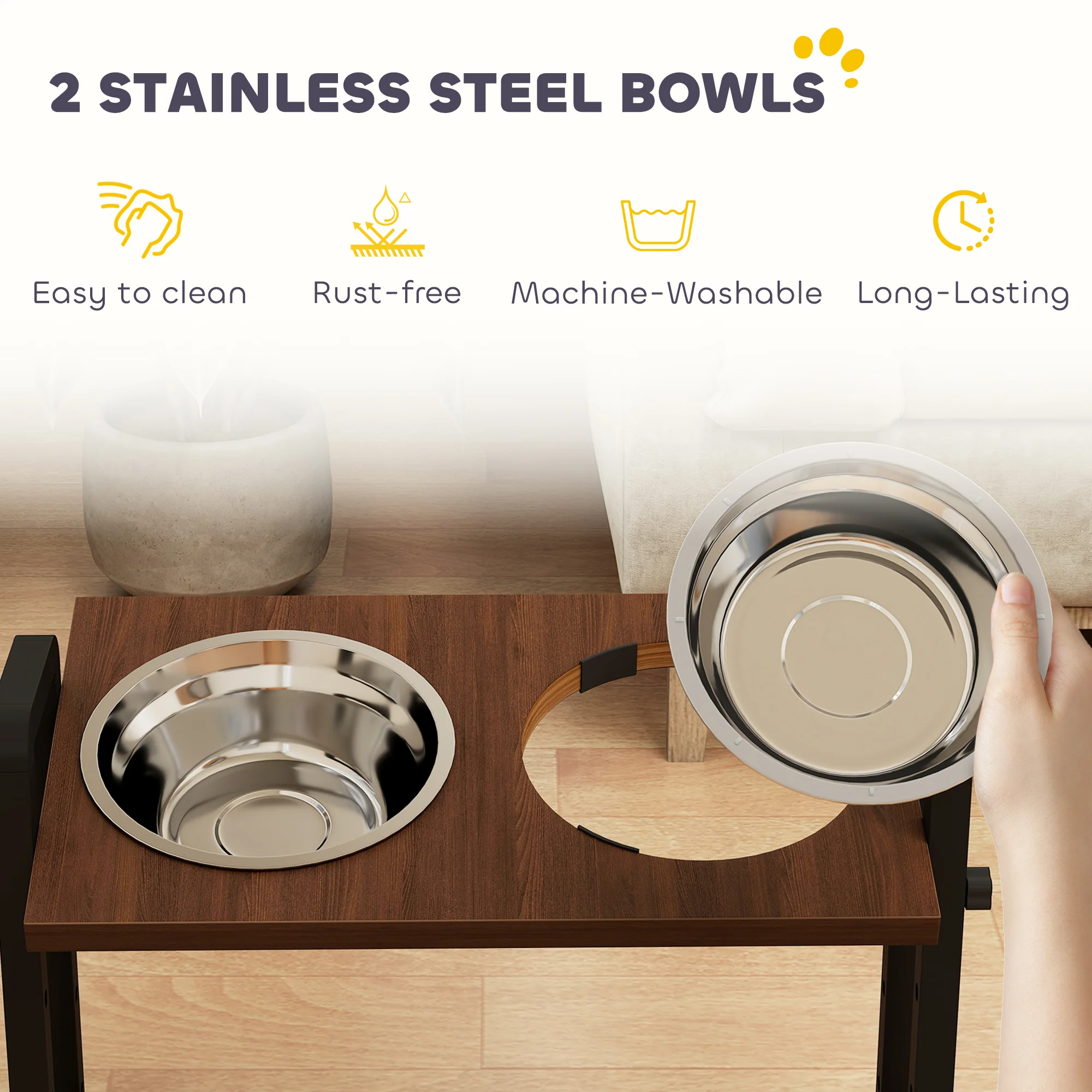 PawHut Raised Dog Bowls With 4 Heights Adjustable And 3 Adjustable Angles - Image 6