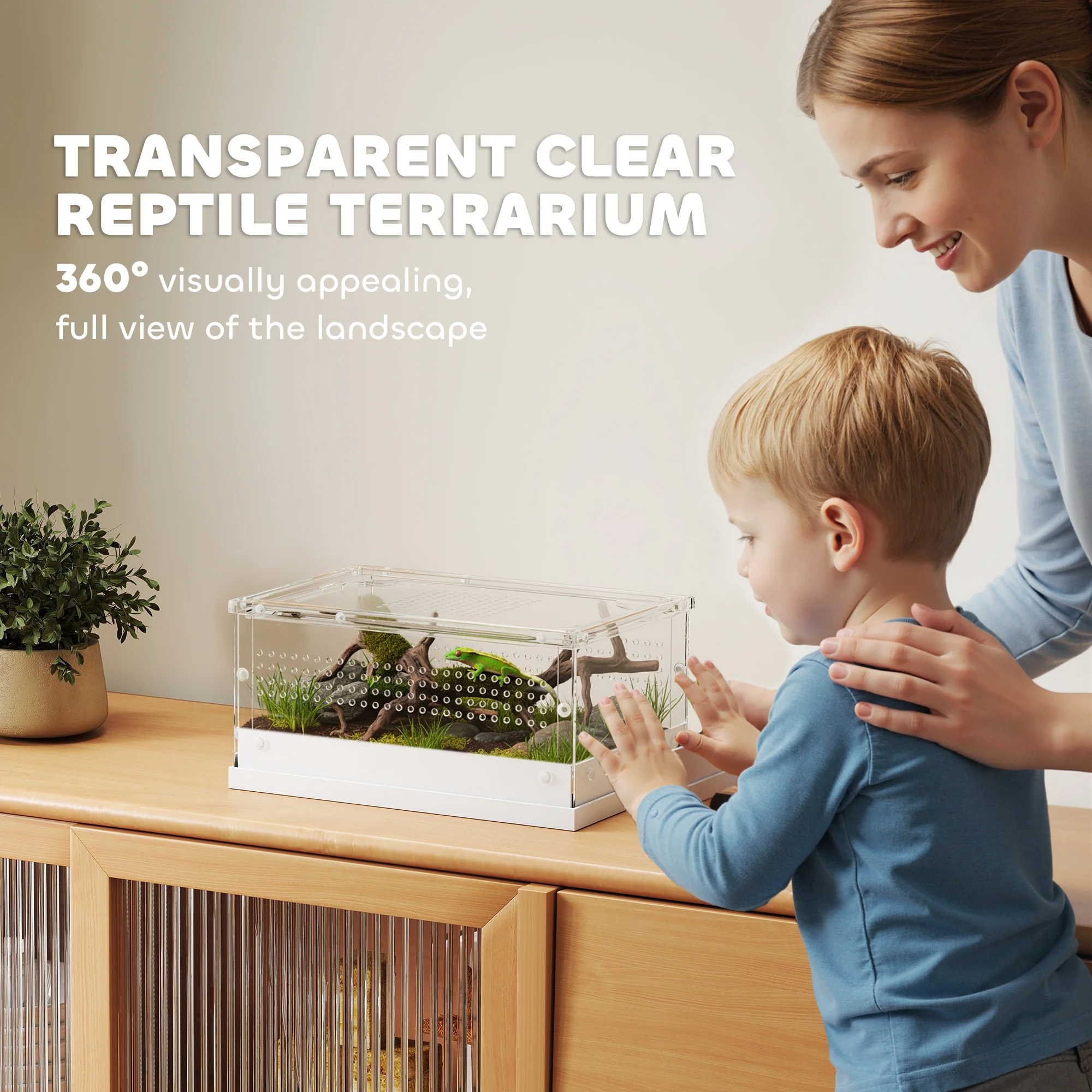 PawHut Reptile Terrarium, Vivarium Acrylic for Snake, Gecko - Image 4