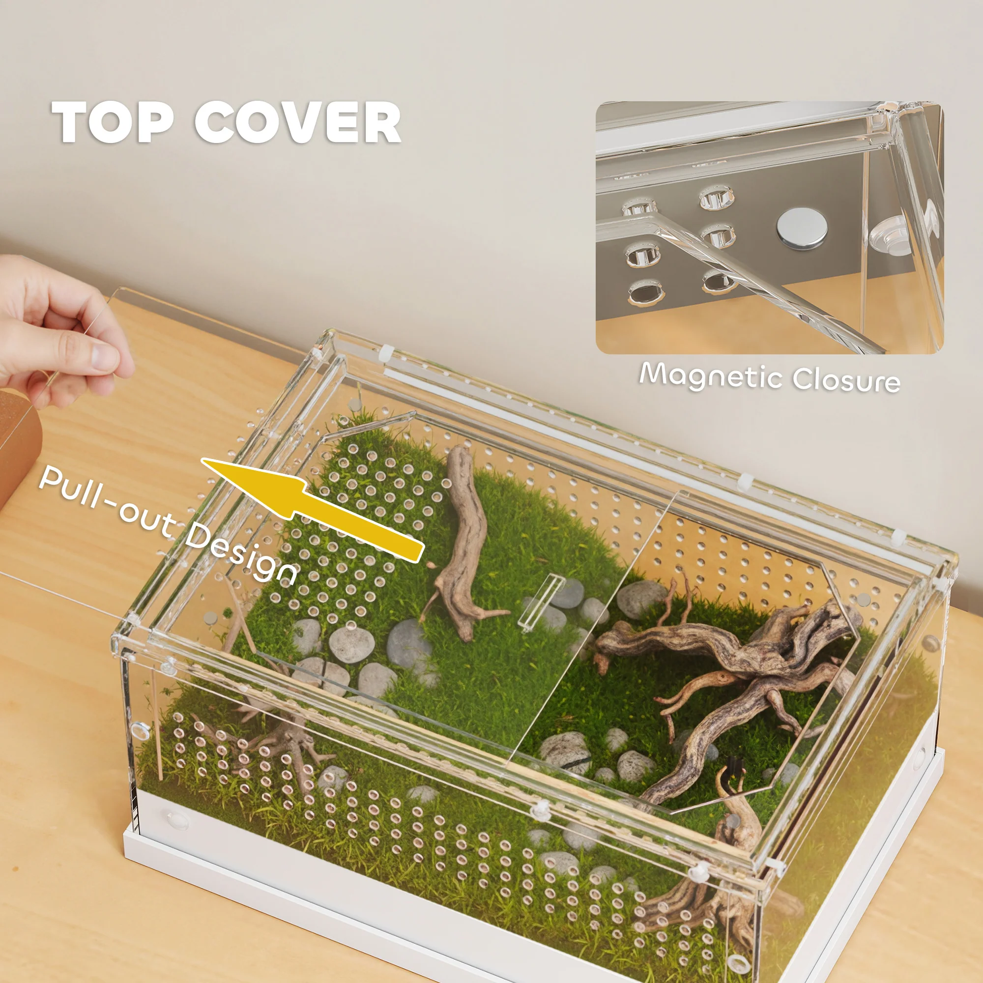 PawHut Reptile Terrarium, Vivarium Acrylic for Snake, Gecko - Image 6
