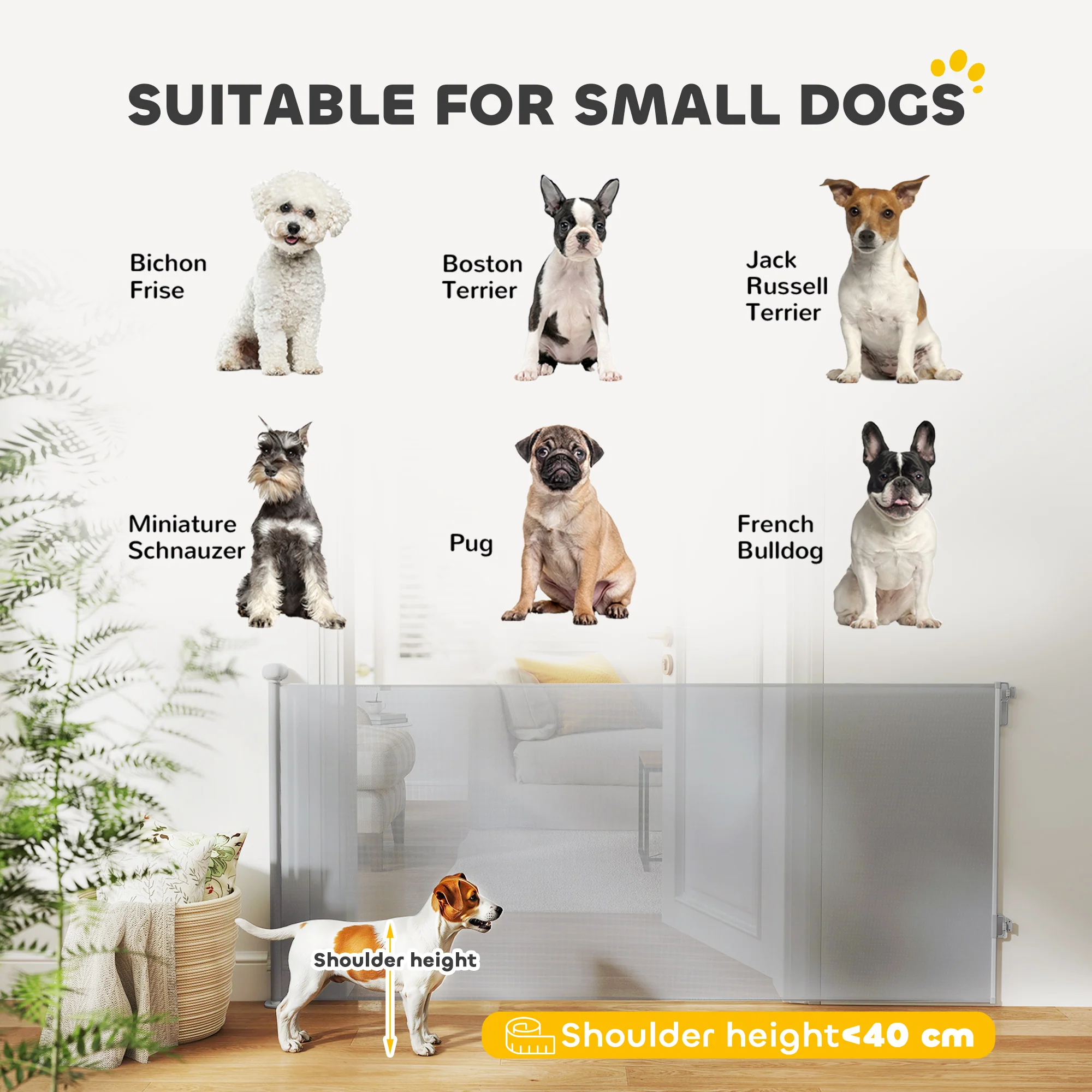 PawHut Retractable Stair Gate, Dog Gate Extends Up To Wide, Grey - Image 18