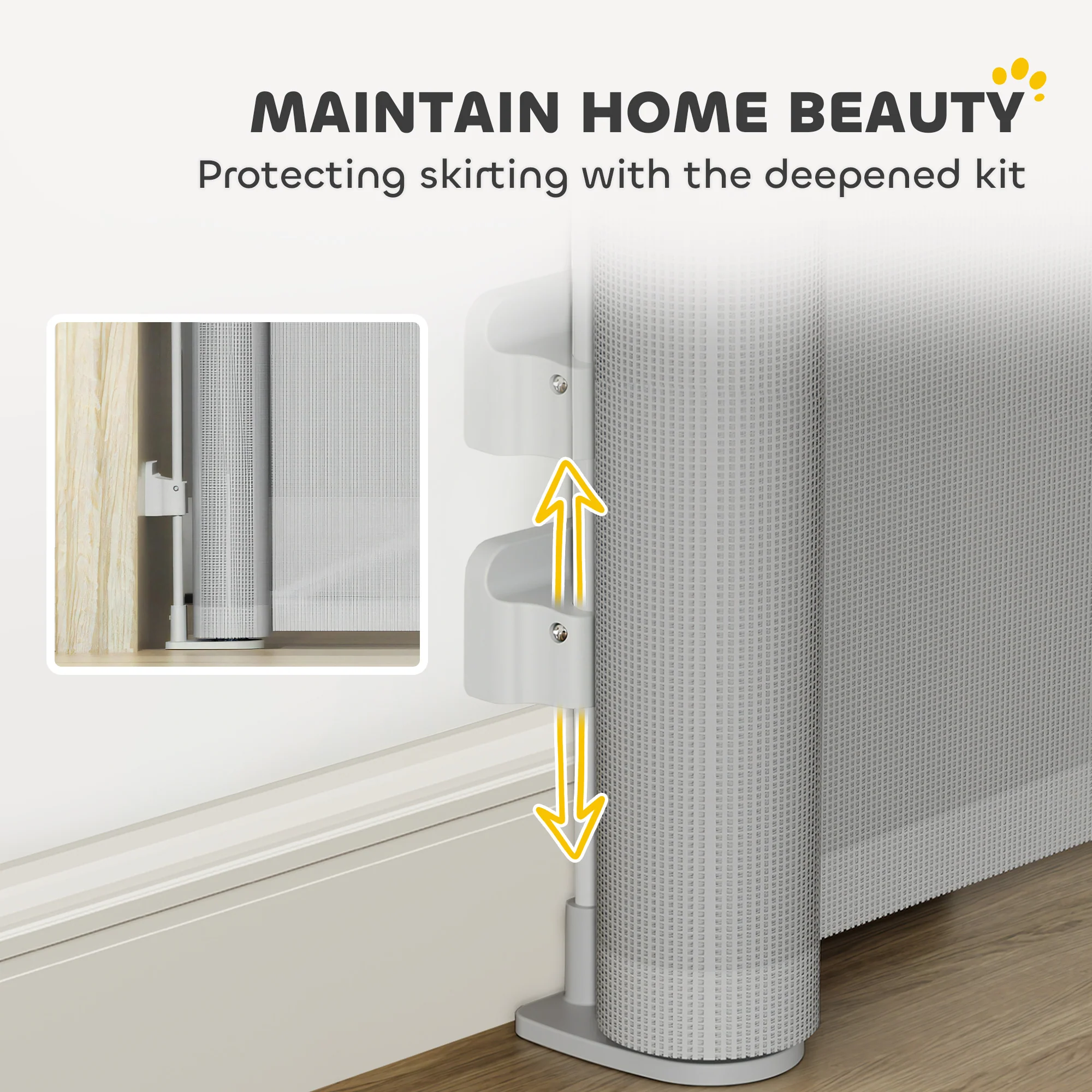 PawHut Retractable Stair Gate, Dog Gate Extends Up To Wide, Grey - Image 8