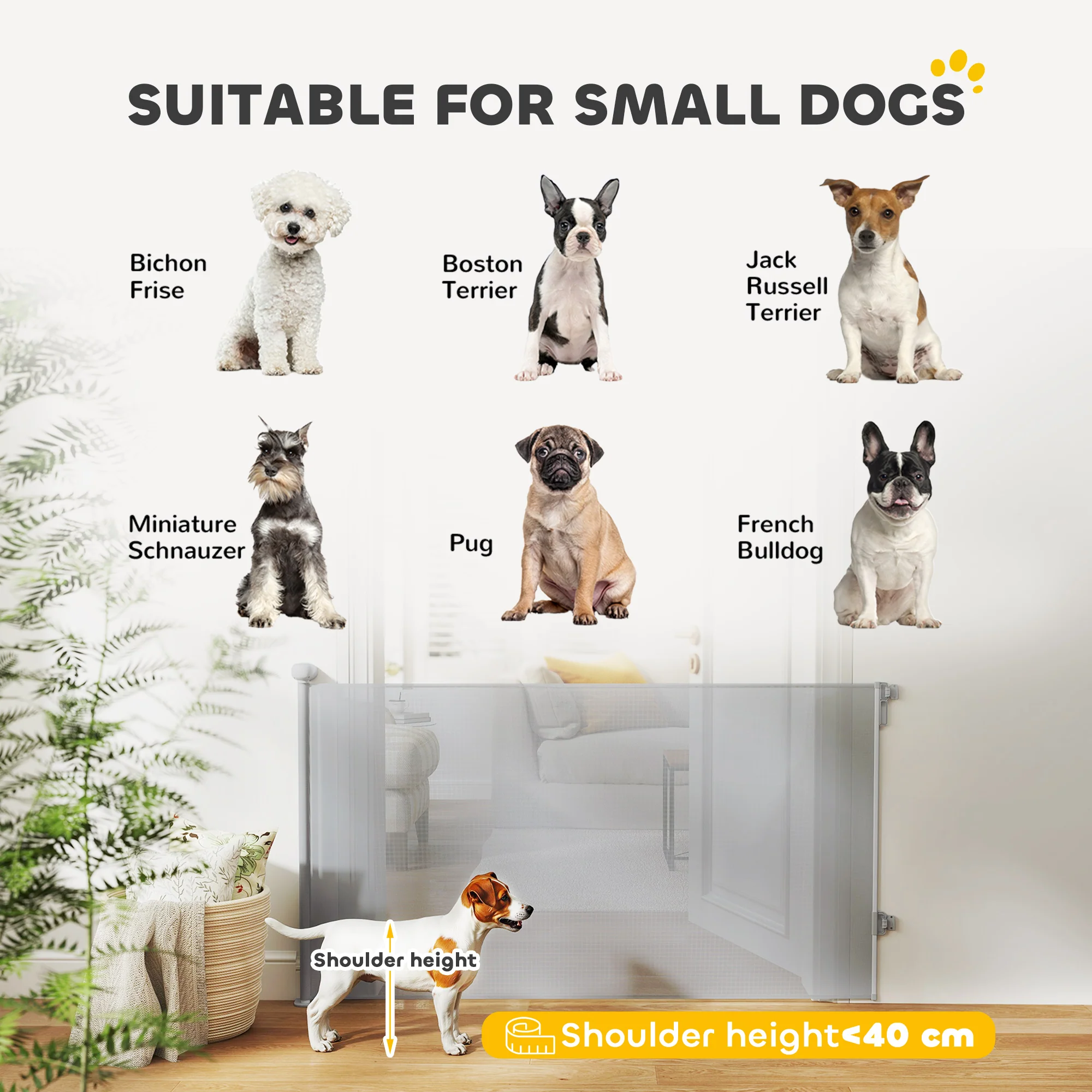PawHut Retractable Stair Gate, Dog Gate Extends Up To Wide, Grey - Image 9