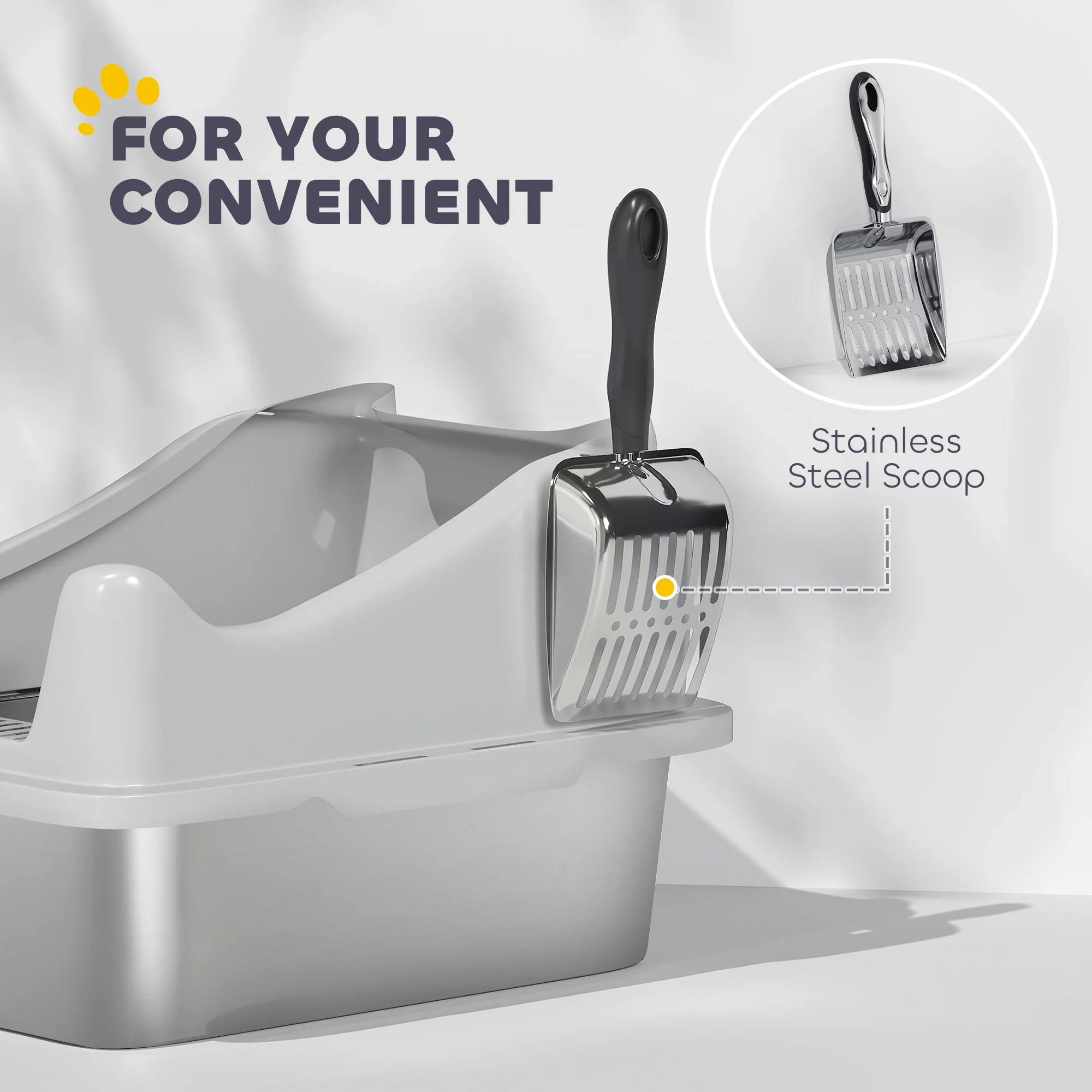 PawHut Stainless Steel Cat Litter Box With High Sides - Image 8