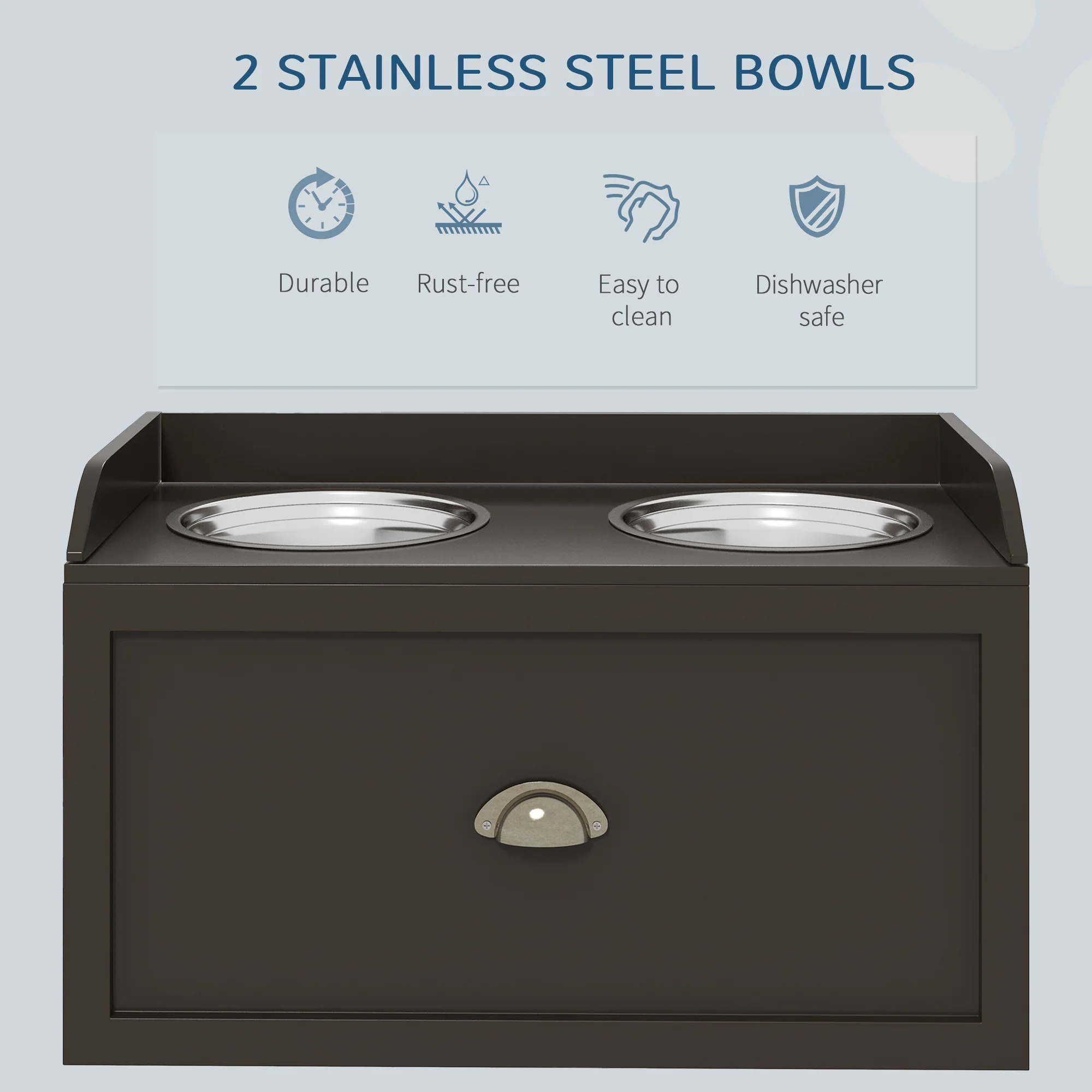 PawHut Stainless Steel Raised Dog Bowl W/ 21L Storage Drawer, For Large Dogs - Image 6