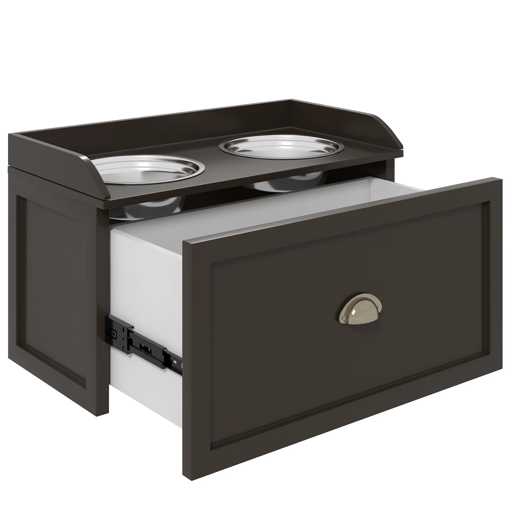 PawHut Stainless Steel Raised Dog Bowl W/ 21L Storage Drawer, For Large Dogs - Image 7