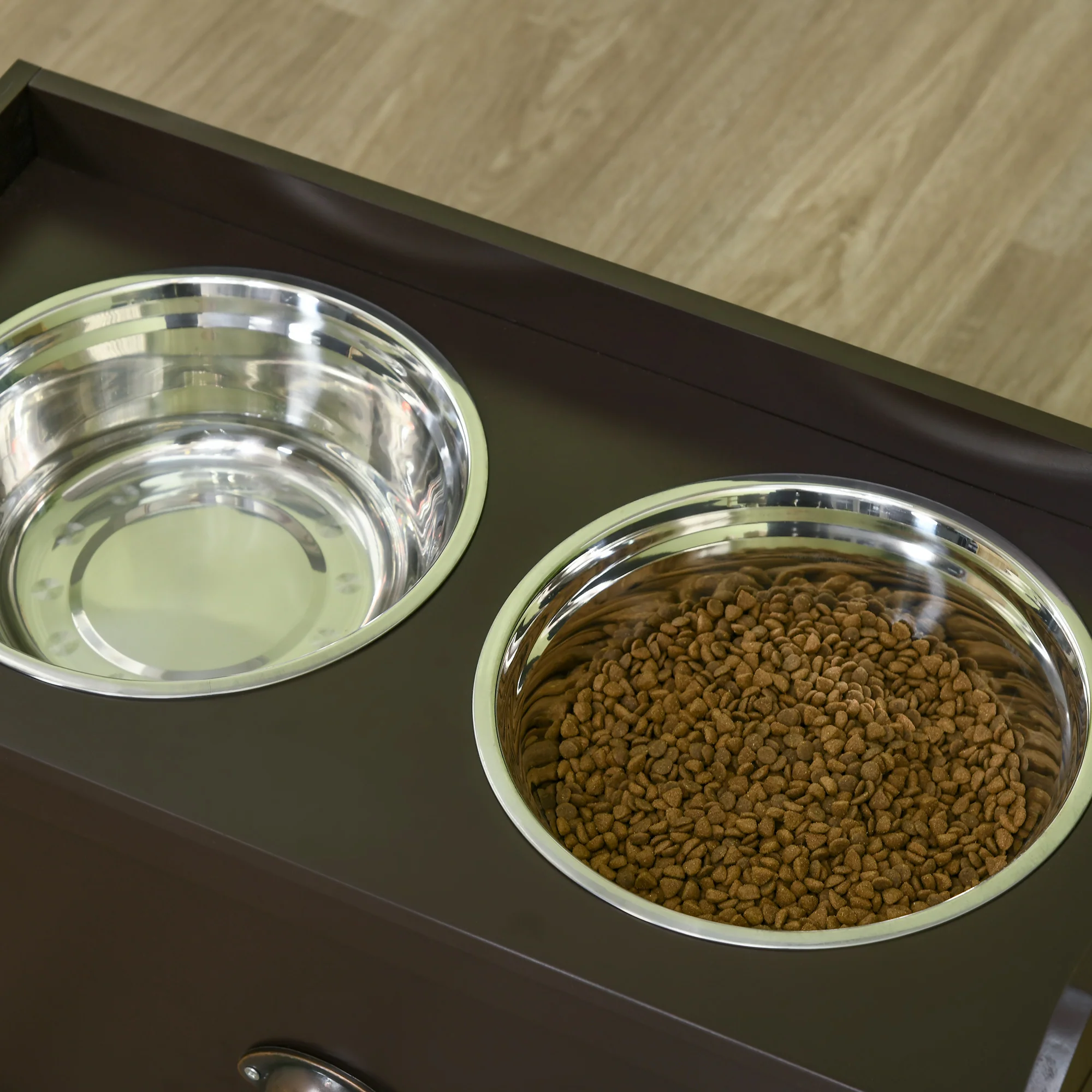 PawHut Stainless Steel Raised Dog Bowl W/ 21L Storage Drawer, For Large Dogs - Image 8