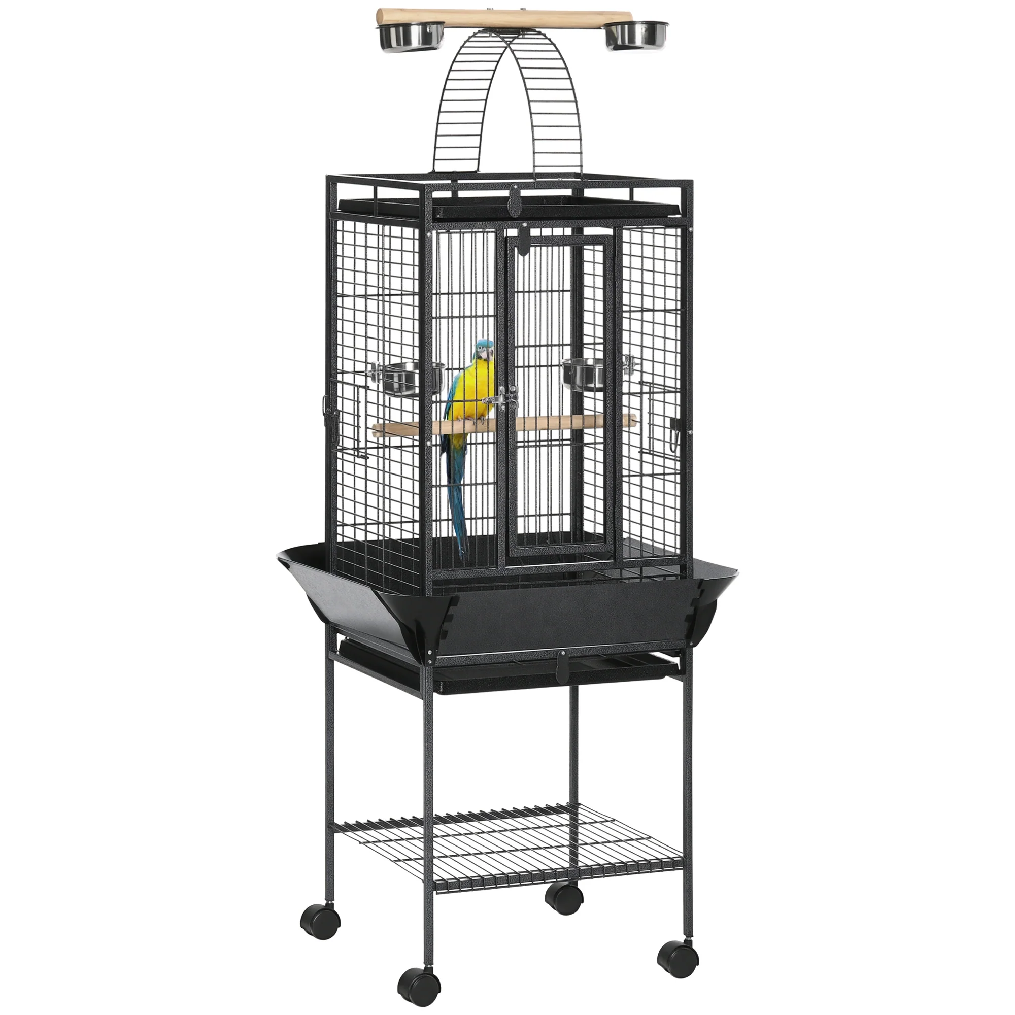 PawHut Steel Bird Cage,Large Budgie Cage For Cockatiels And Parakeets