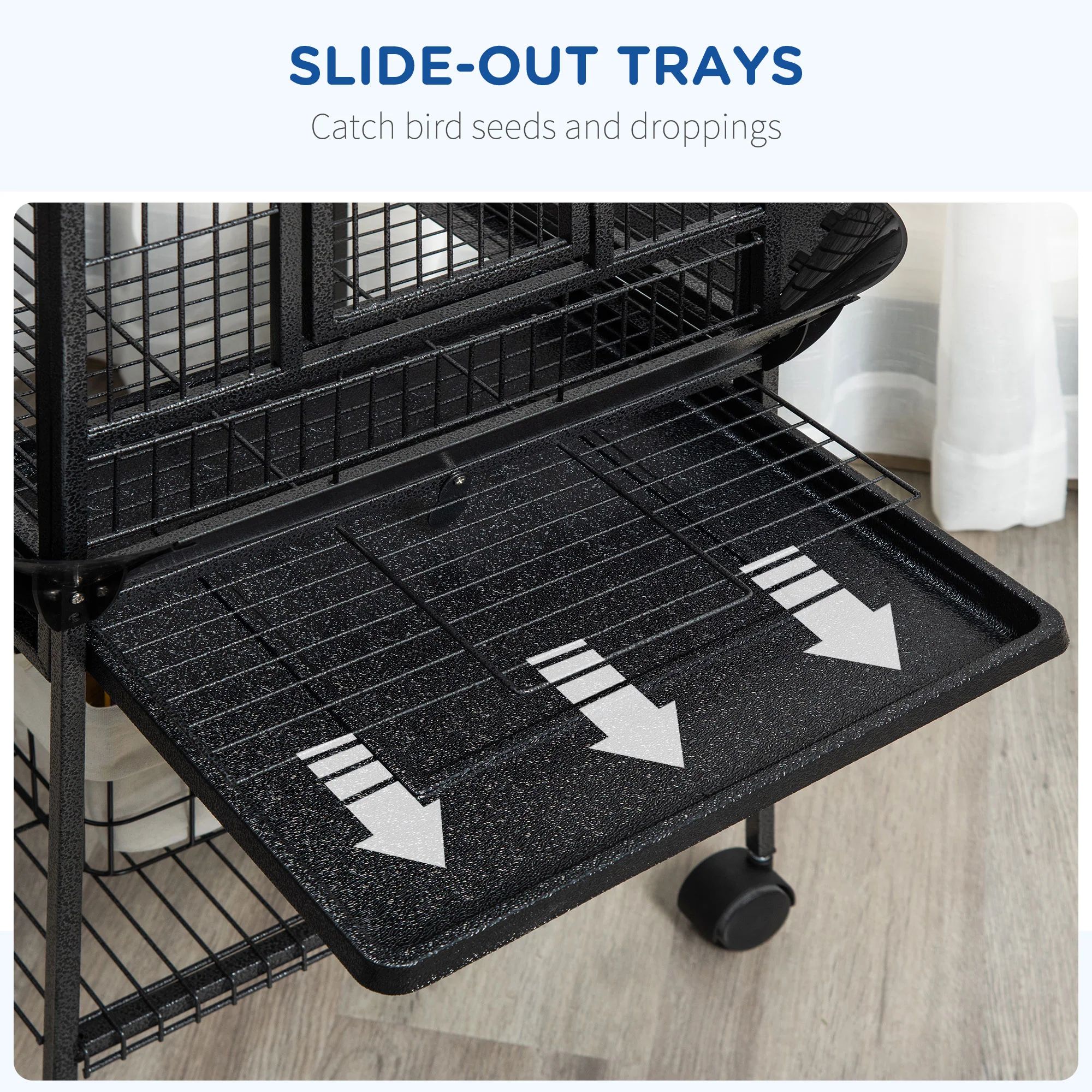 PawHut Steel Bird Cage,Large Budgie Cage For Cockatiels And Parakeets - Image 3