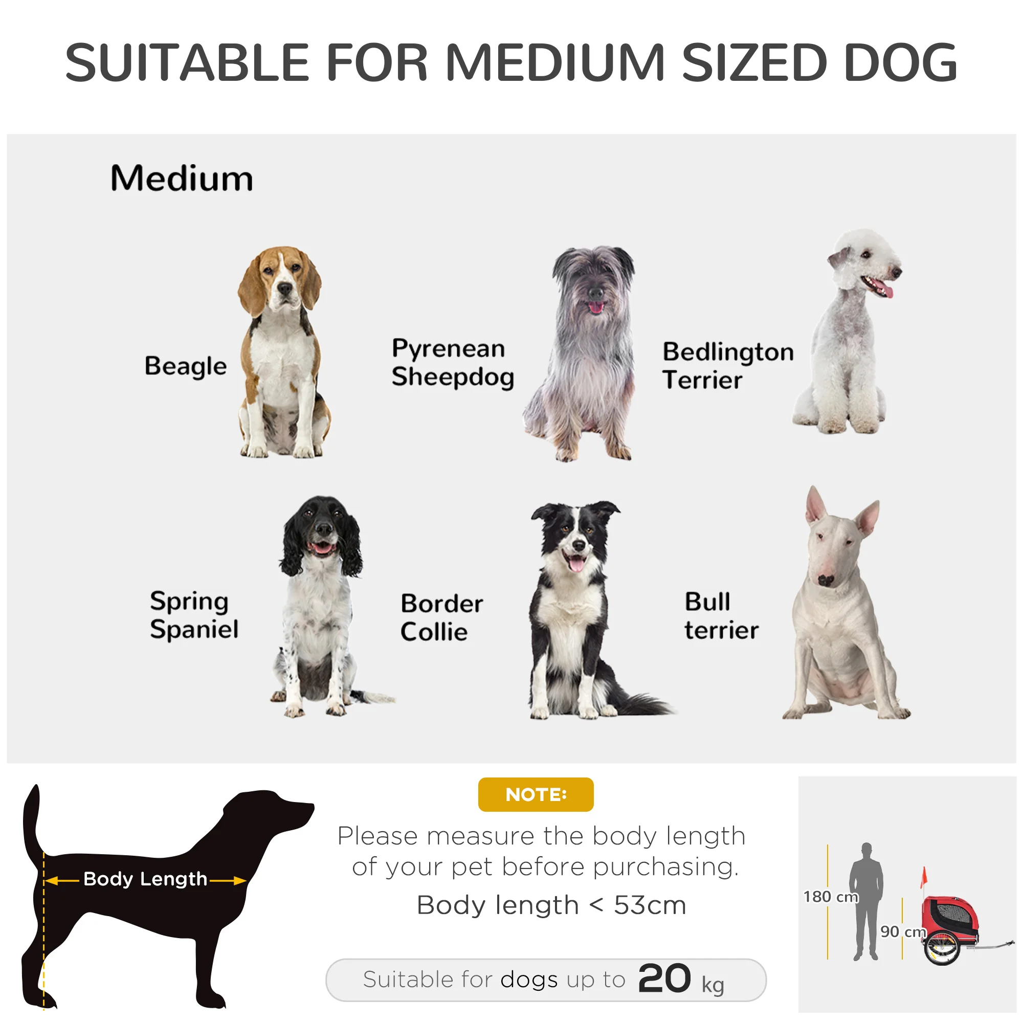 PawHut Steel Dog Bike Trailer Pet Cart Carrier for Bicycle Jogger Kit Water Resistant Travel Black and Red - Image 3