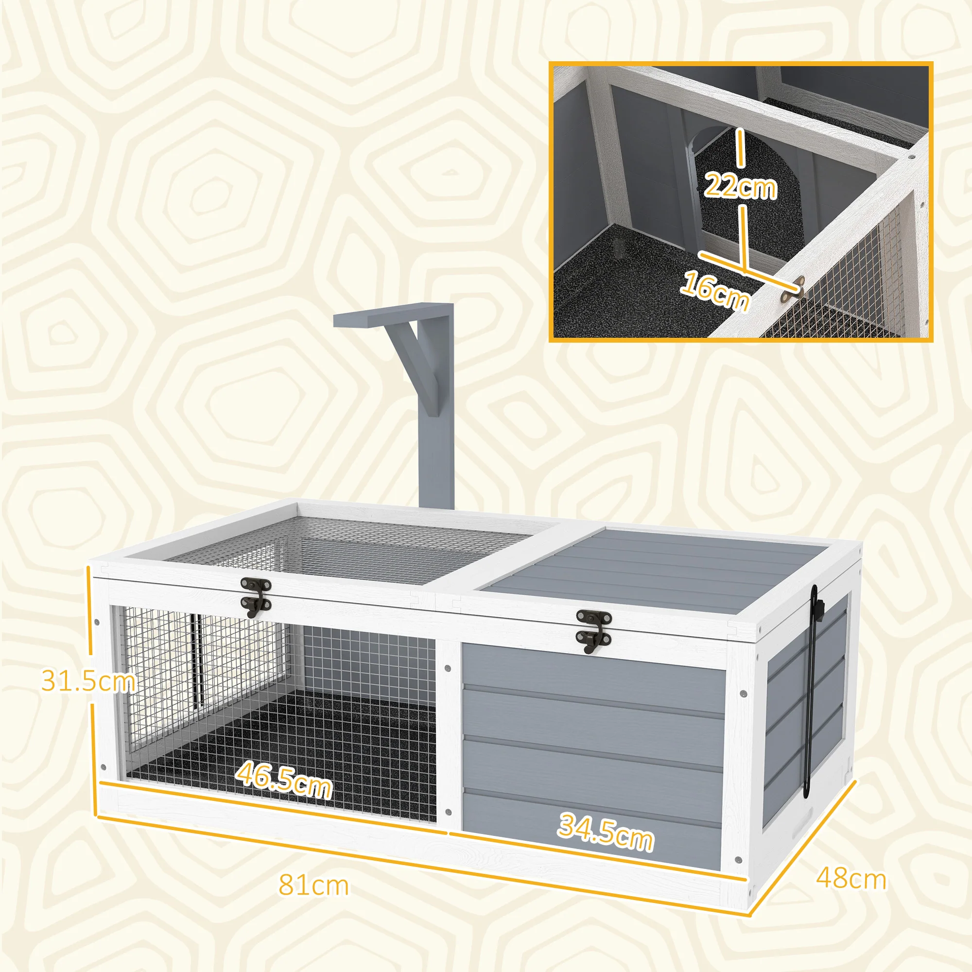 PawHut Tortoise Enclosure w/ Run, Lamp Holder, Pull Out Trays, Hideaway - Image 5