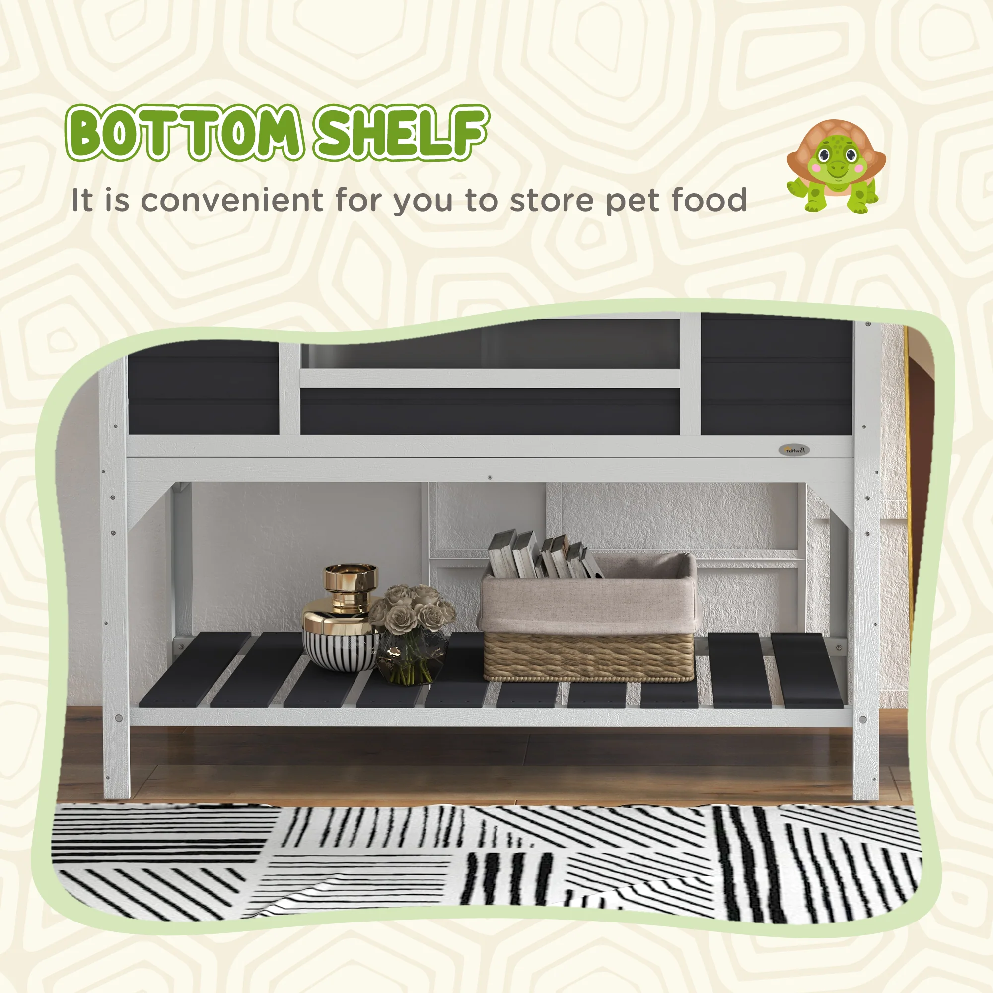 PawHut Tortoise House w/ Adjustable Lamp Holder, Openable Lid, Dual Main Houses - Image 7