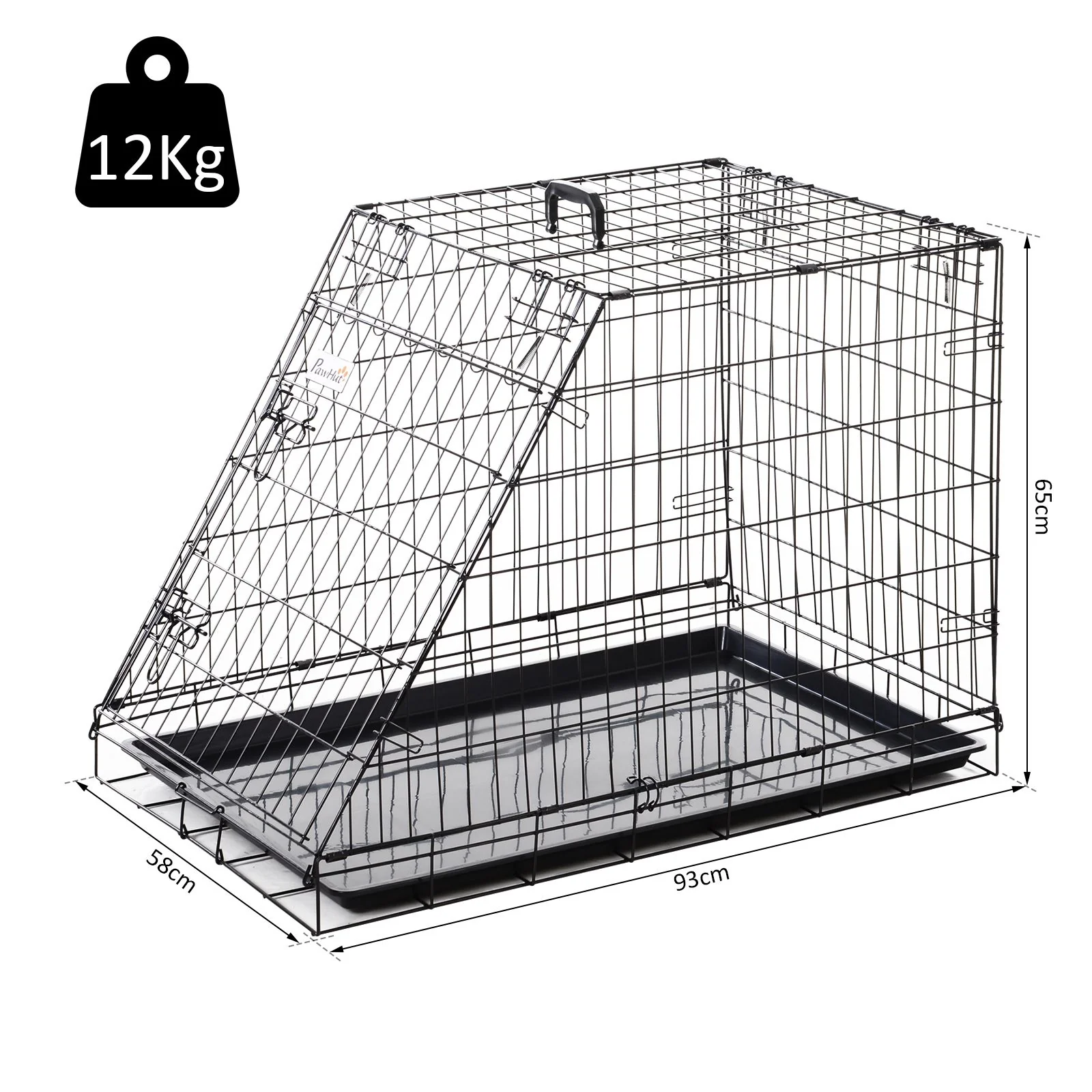 Pawhut Trapeze Collapsible Dog Pet Travel Box Cage Removable Tray 93Lx58Wx65H Cm - Image 5