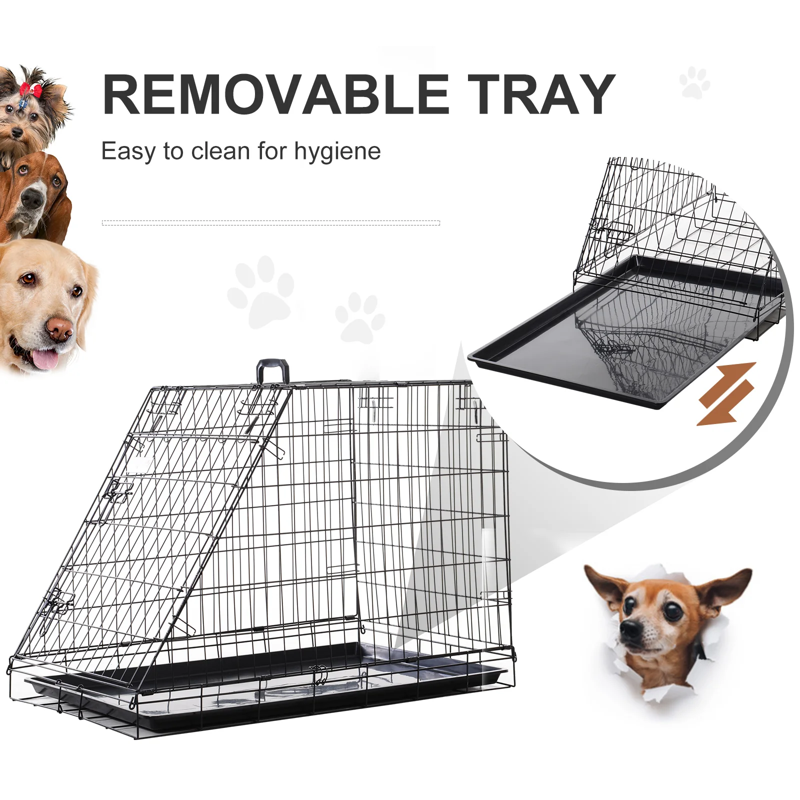 Pawhut Trapeze Collapsible Dog Pet Travel Box Cage Removable Tray 93Lx58Wx65H Cm - Image 6