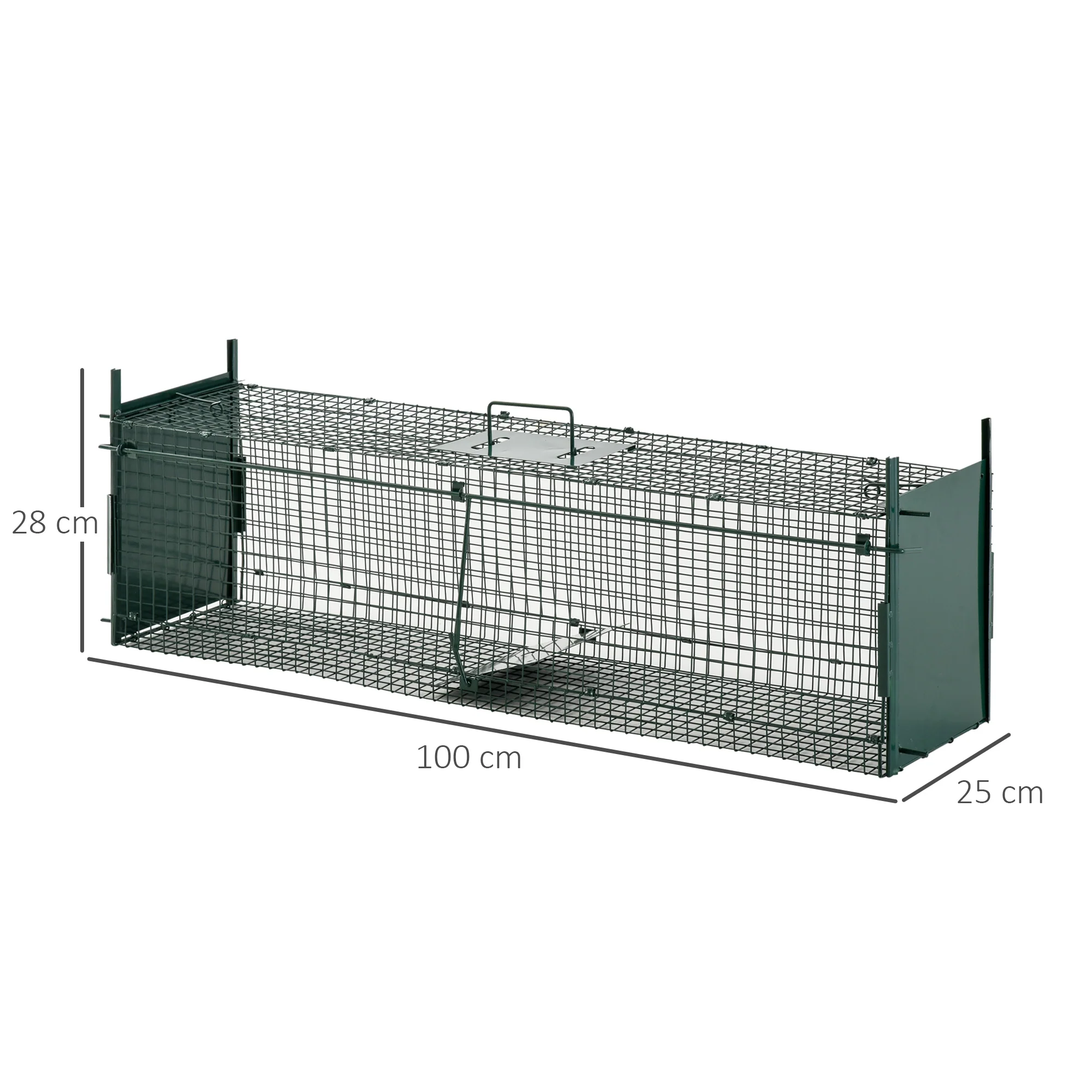 PawHut Two-Door Live Cage, Trap for Small Animal, Easy Setup - Dark Green - Image 5
