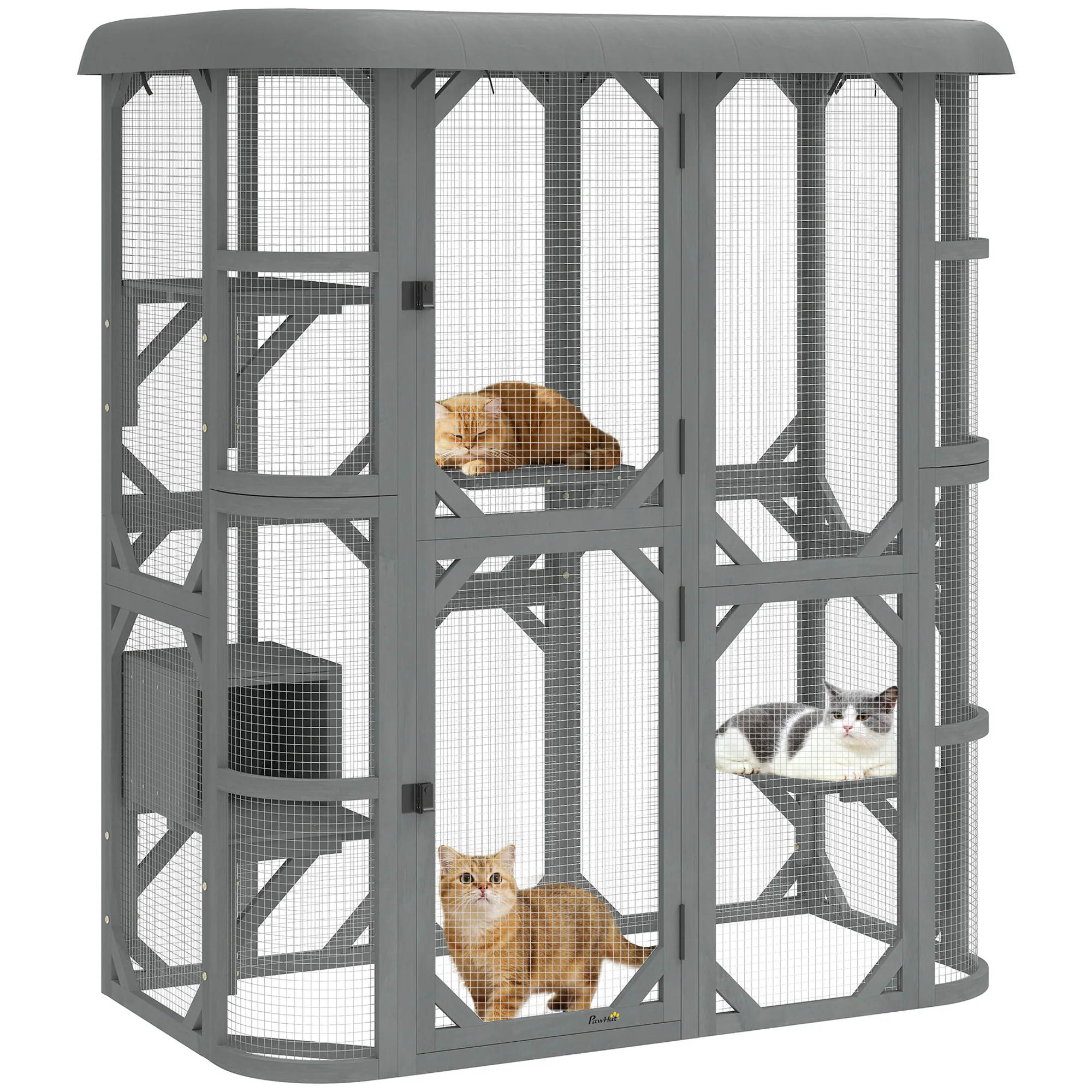 PawHut Walk-in Catio, Outdoor Cat Enclosure With 4 Jumping Platforms, Condo