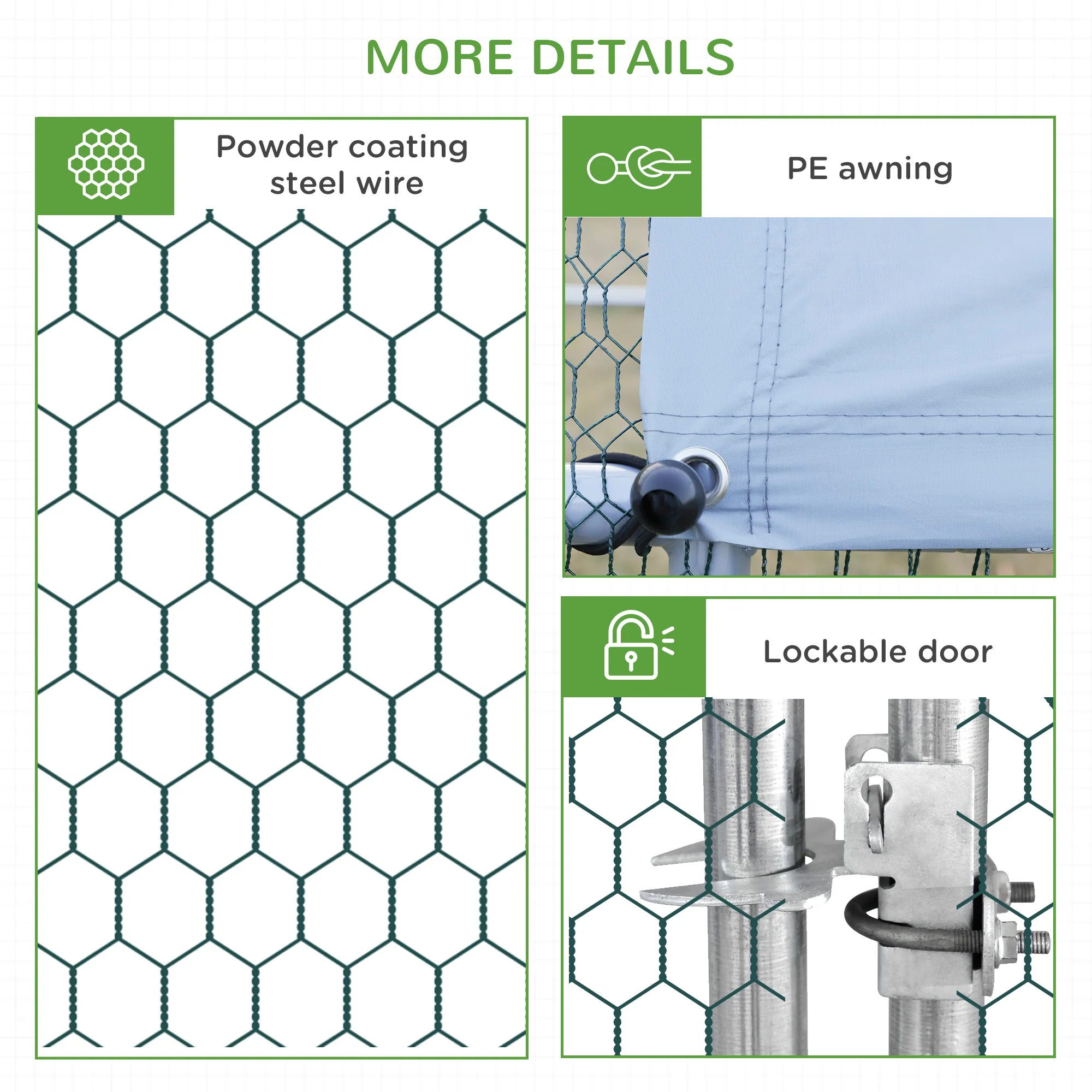 PawHut Walk In Chicken Run Large Galvanised Chicken Coop w/ Cover 6 x 3 x 2m - Image 7