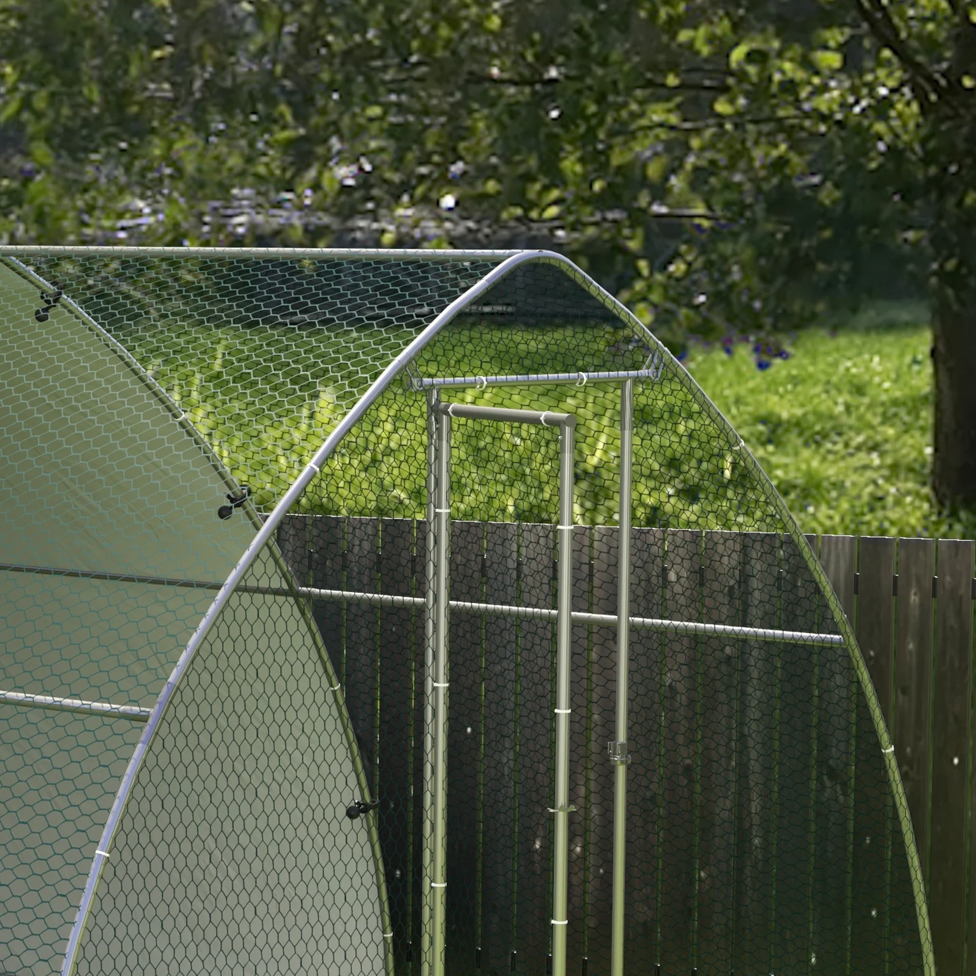 PawHut Walk-In Chicken Run w/ Cover, for 8-12 Chickens, 3 x 3.8 x 2.2m - Image 8