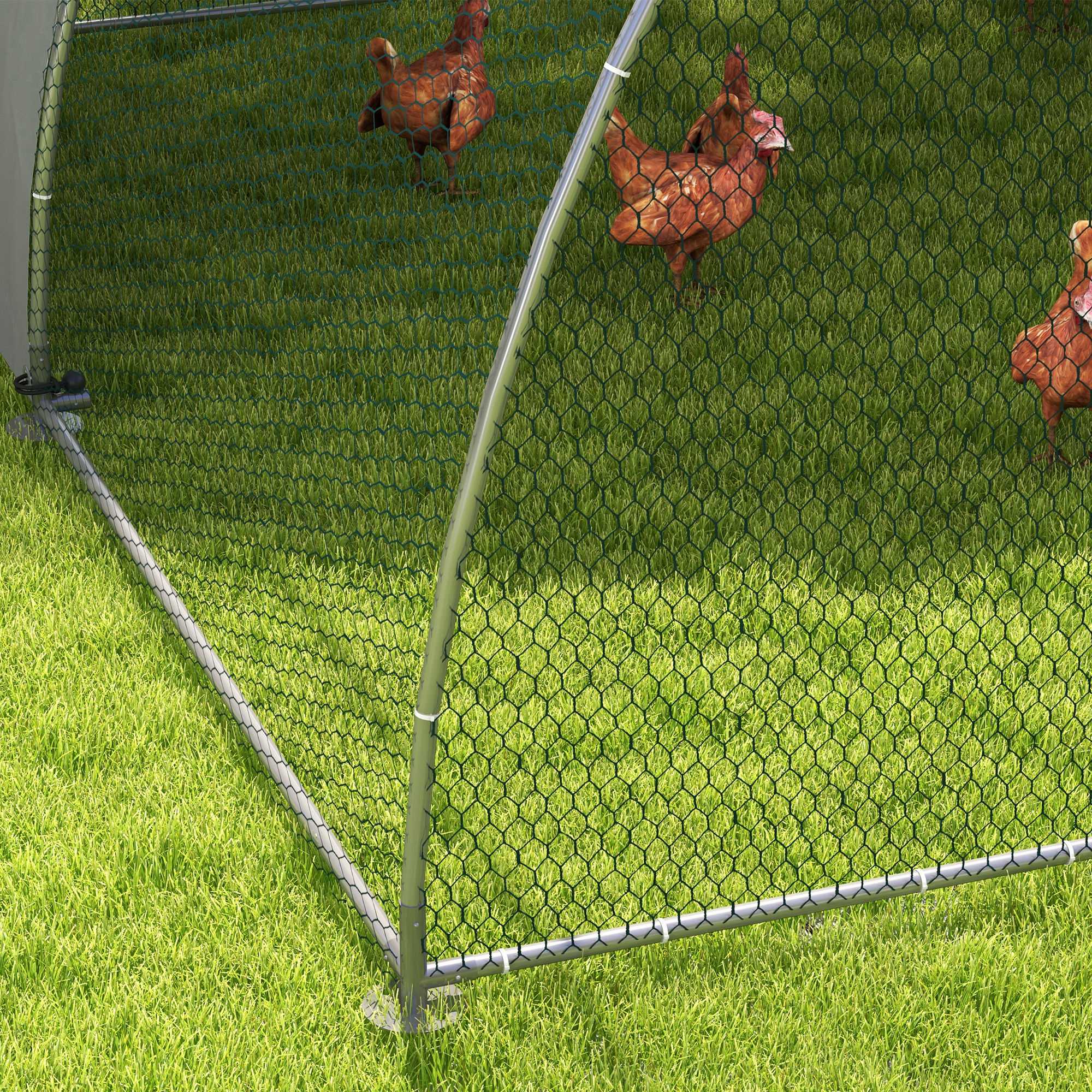 PawHut Walk-In Chicken Run w/ Cover, for 8-12 Chickens, 3 x 3.8 x 2.2m - Image 9