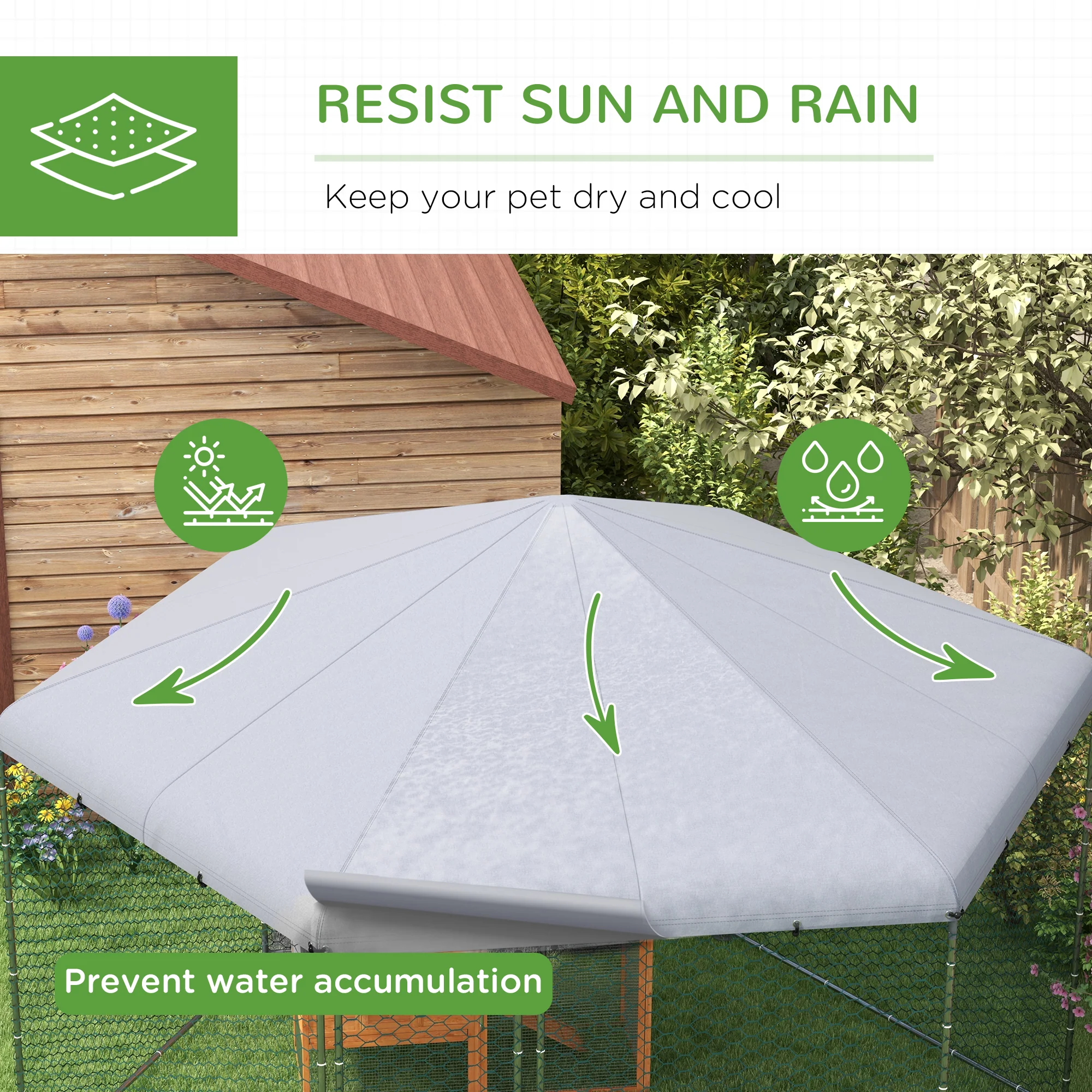 PawHut Walk in Chicken Run with Cover for 10-15 Chickens, Hens, Rabbits, Ducks - Image 3