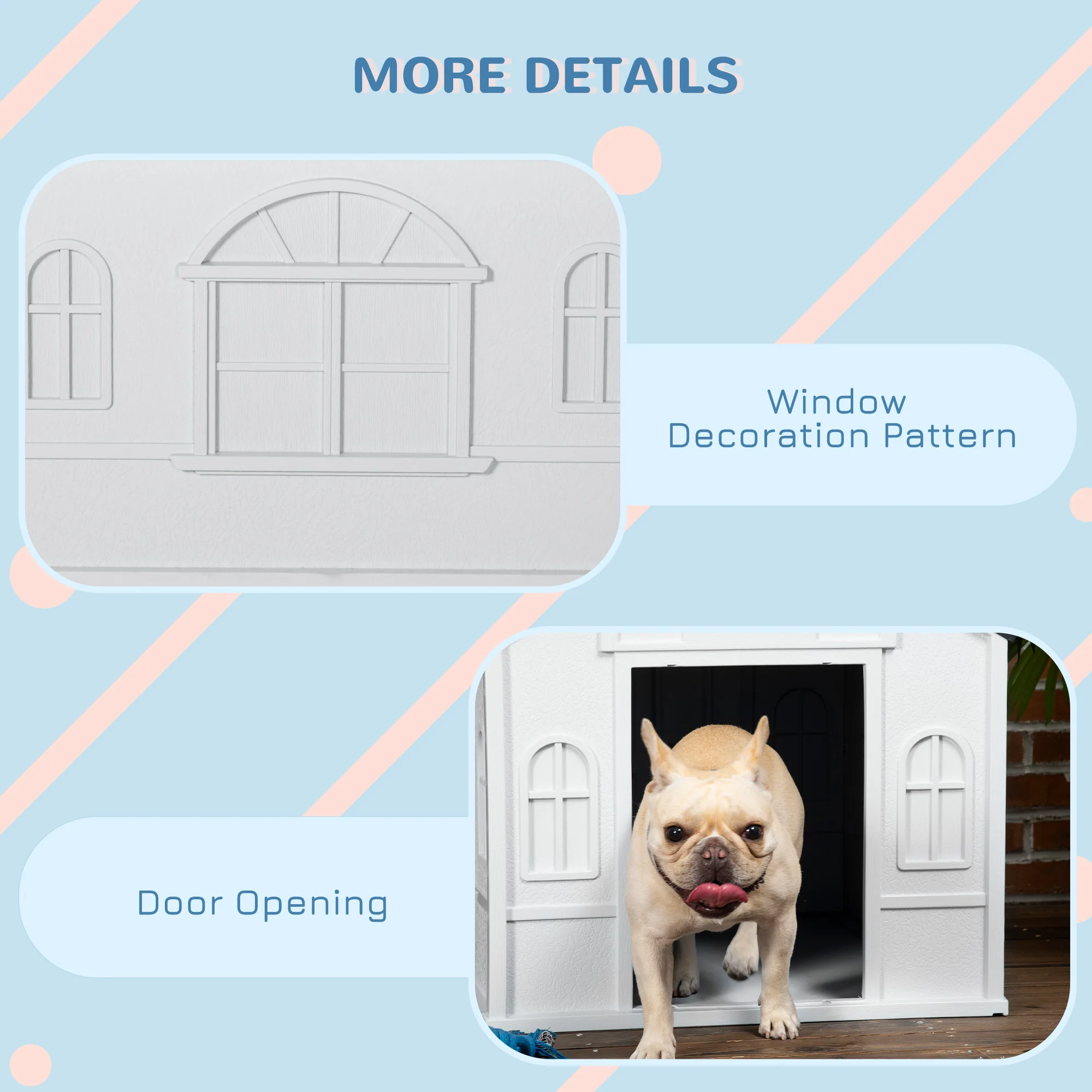 PawHut Weather-Resistant Dog House, Puppy Shelter for Medium Dogs - Grey - Image 6