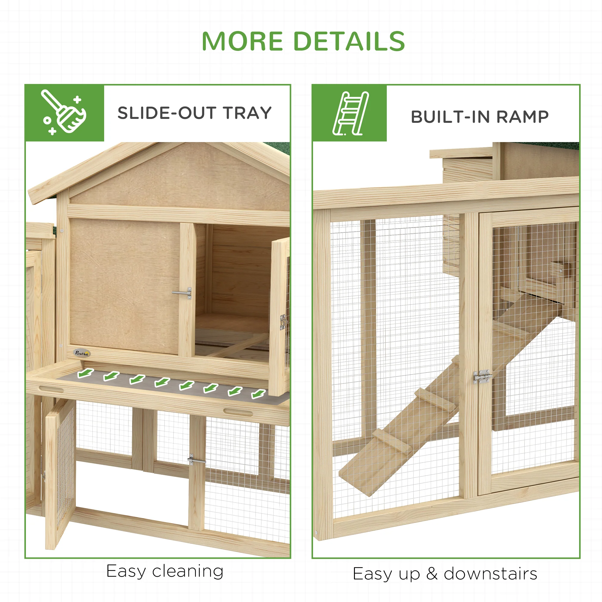 Pawhut Wood Chicken Coop Hens Cage Poultry House with Nesting Boxes Run - Image 7