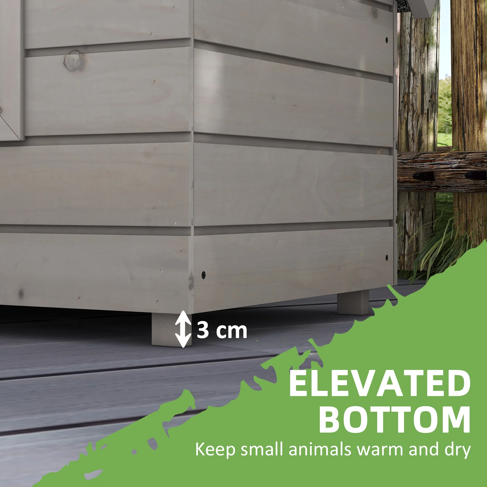 Pawhut Wooden Cat House Outdoor With Openable Top, Asphalt Roof, Window Grey - Image 3