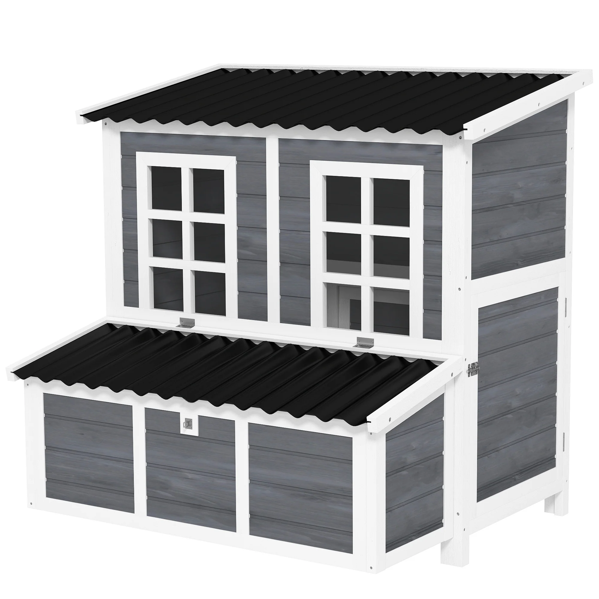 PawHut Wooden Chicken Coop w/ Nesting Box for 4-6 Chickens, 100 x 86 x 100cm