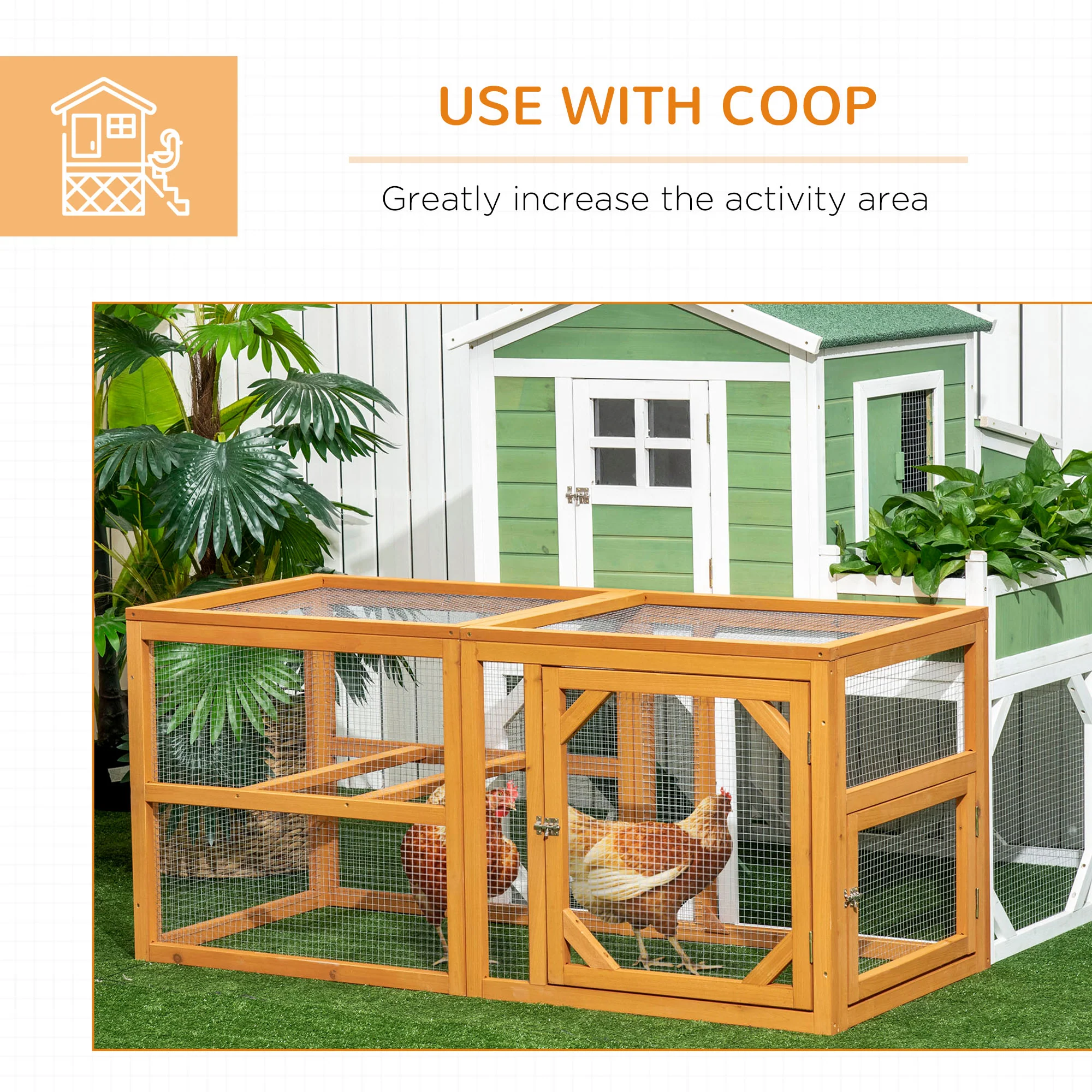 PawHut Wooden Chicken Coop w/ Perches, Doors, for 2-4 Chickens - Image 6