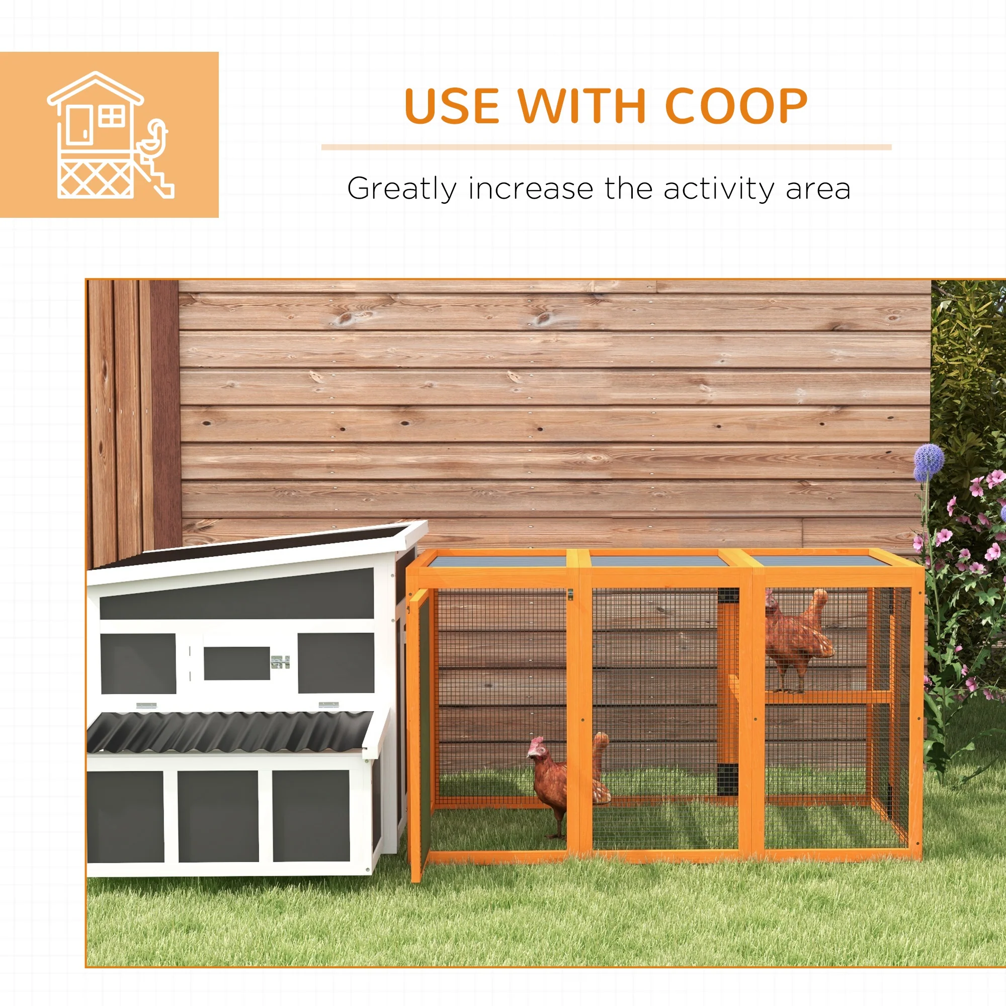 PawHut Wooden Chicken Coop With Combinable Design, For 1-3 Chickens - Image 4