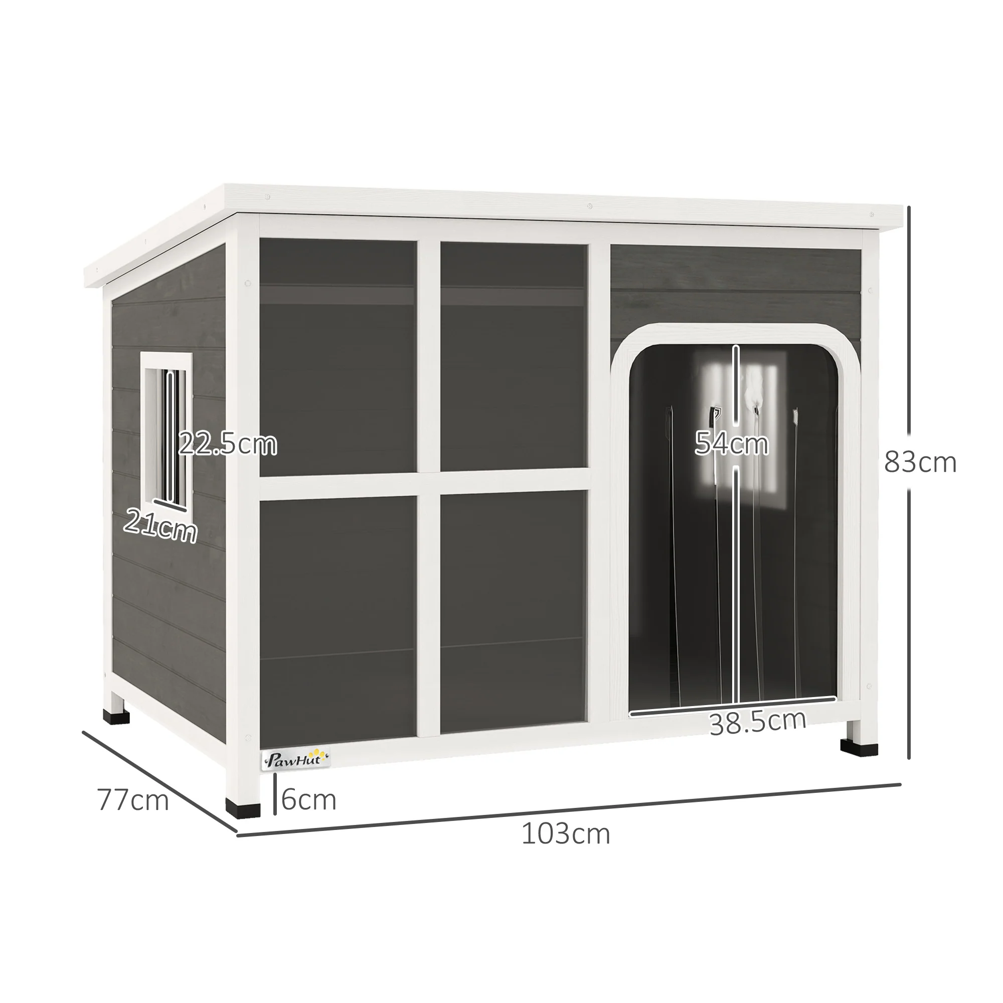 PawHut Wooden Dog Kennel Outdoor w/ Openable Top - Image 14