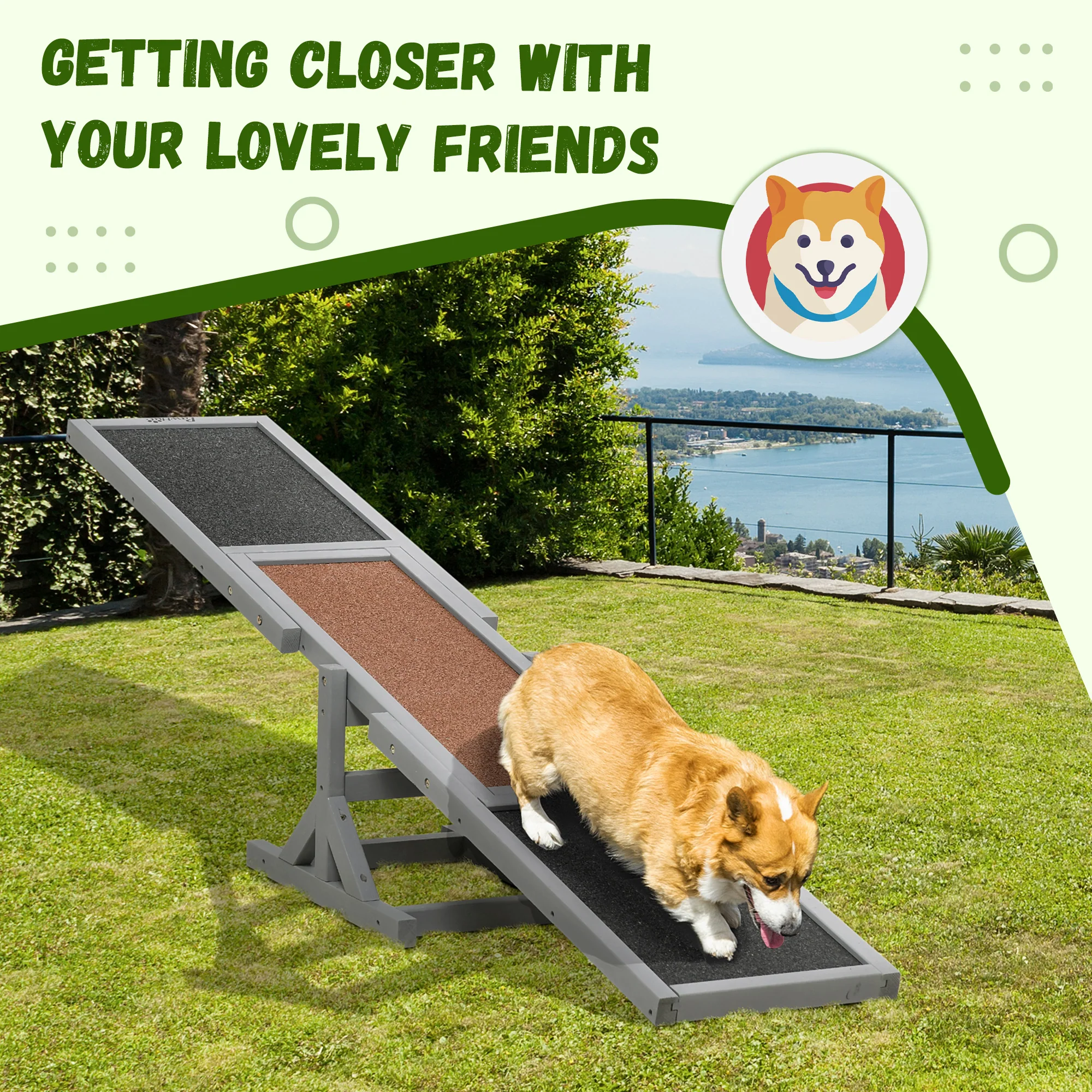 PawHut Wooden Pet Seesaw for Big Dogs with Anti-Slip Surface, 180 x 30 x 30cm - Image 6
