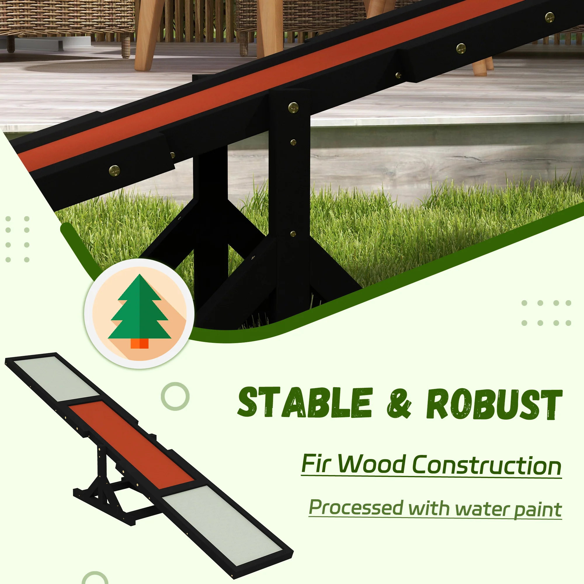 PawHut Wooden Pet Seesaw For Big Dogs With Anti-Slip Surface - Image 3