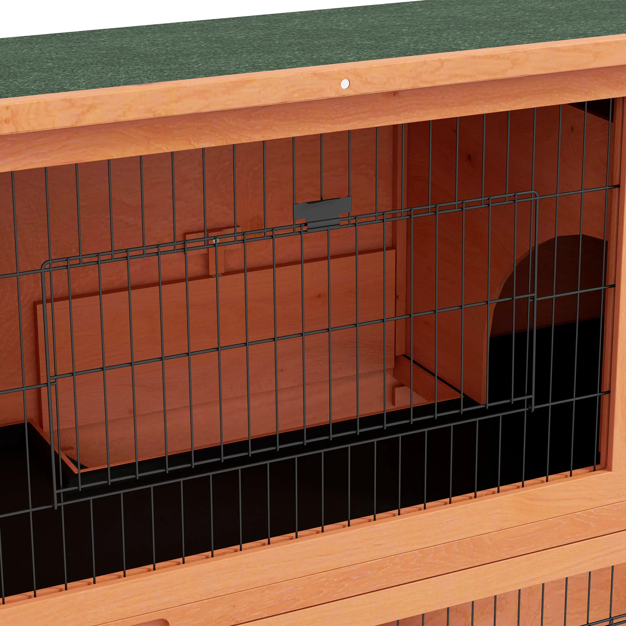 PawHut Wooden Rabbit Hutch, Antiseptic Outdoor, For 1-2 Rabbits - Orange - Image 17