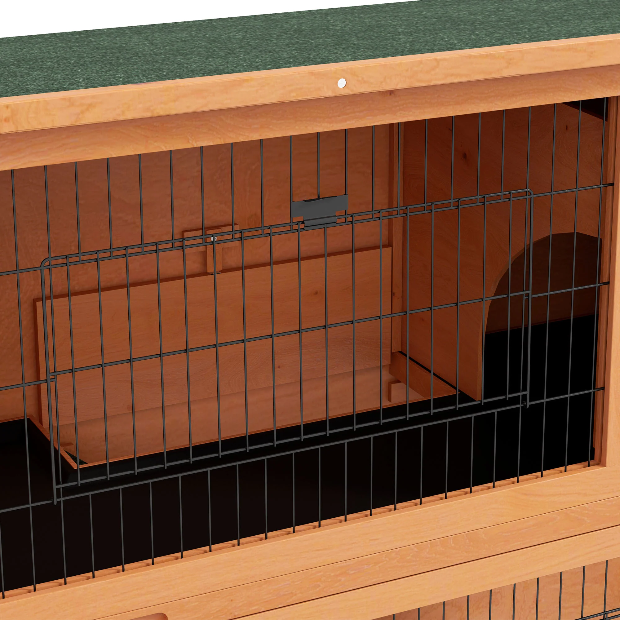 PawHut Wooden Rabbit Hutch, Antiseptic Outdoor, For 1-2 Rabbits - Orange - Image 8