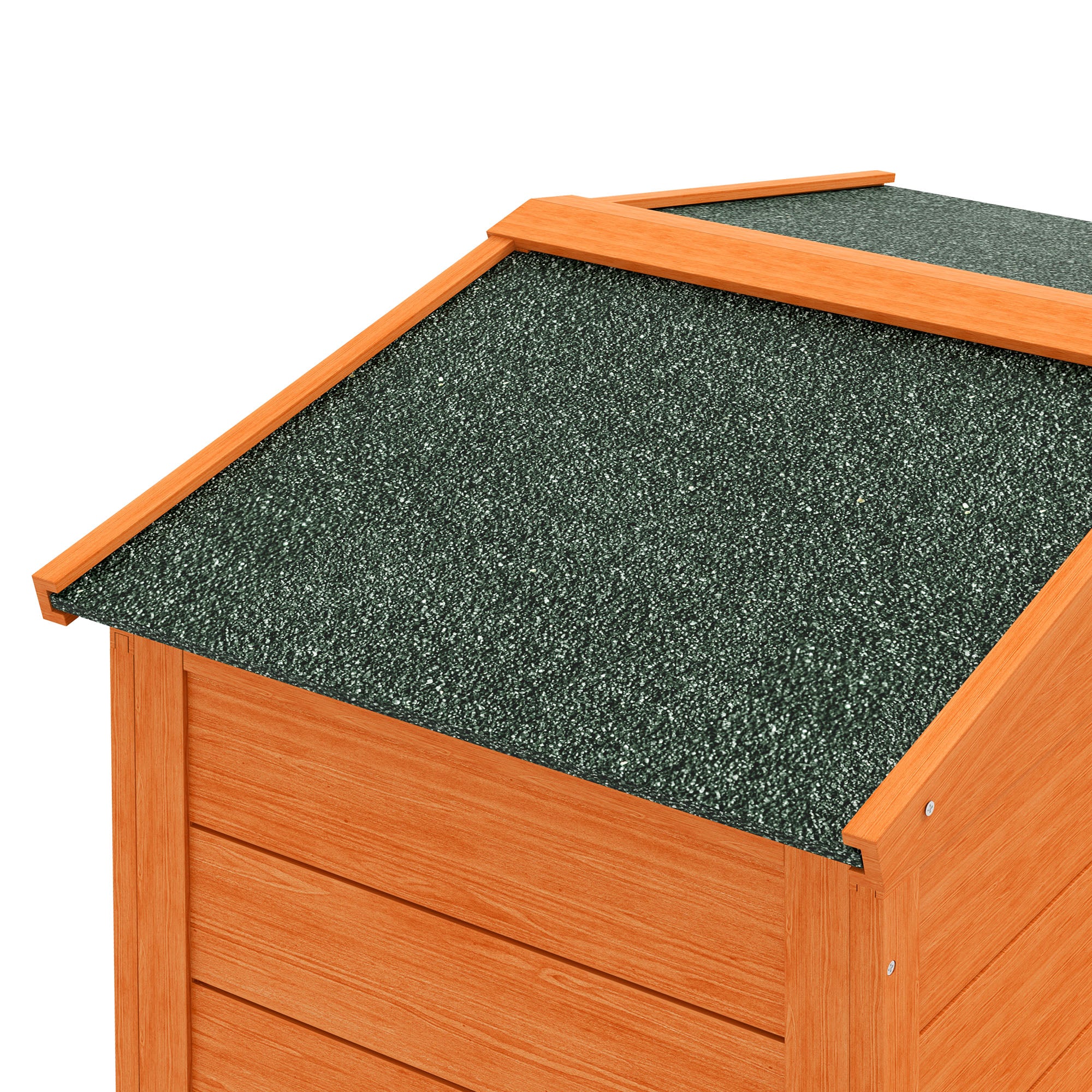 PawHut Wooden Rabbit Hutch with Run, Ramp, Slide-out Tray, Orange - Image 9