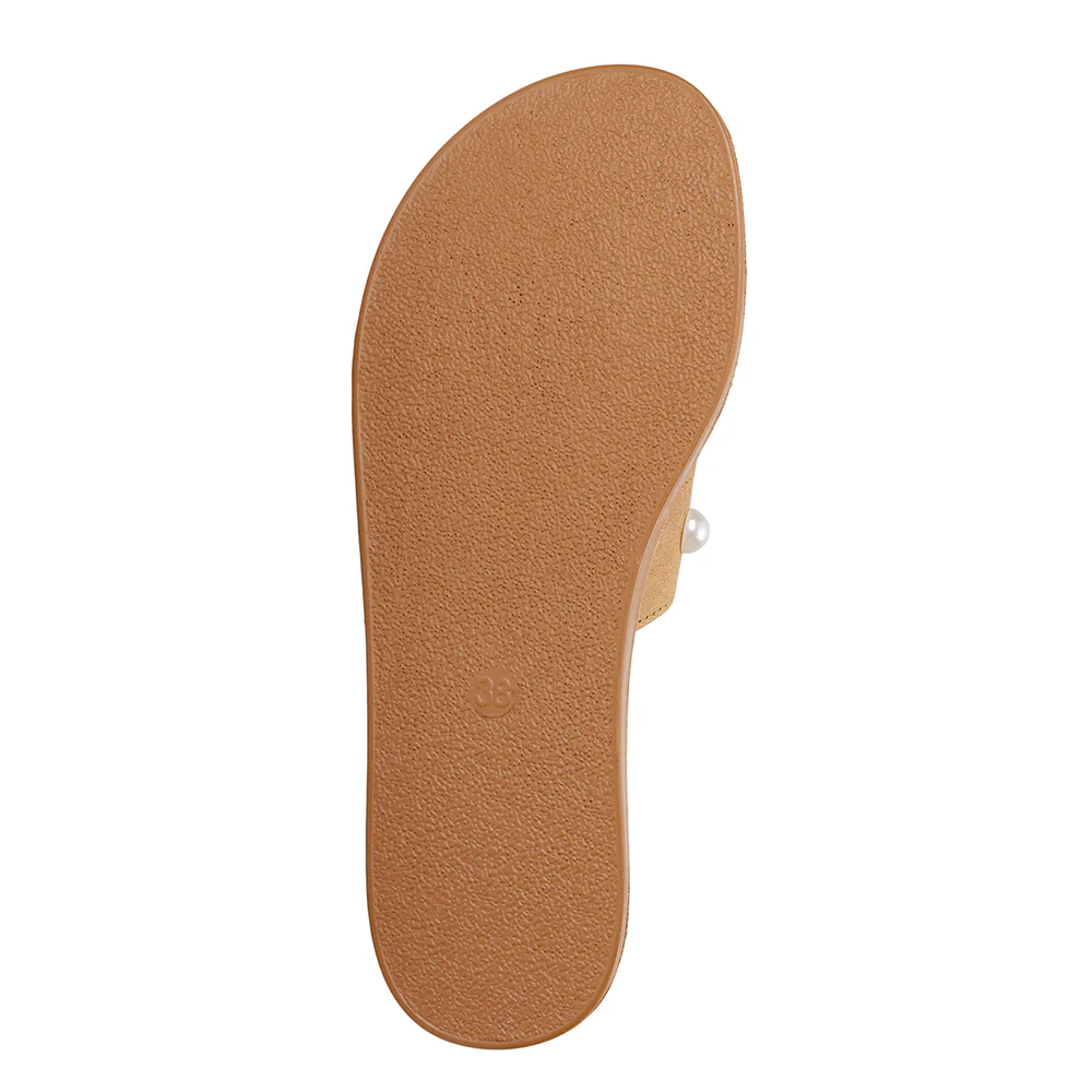 Pearl Embellished Leather Slide Sandals - Image 11