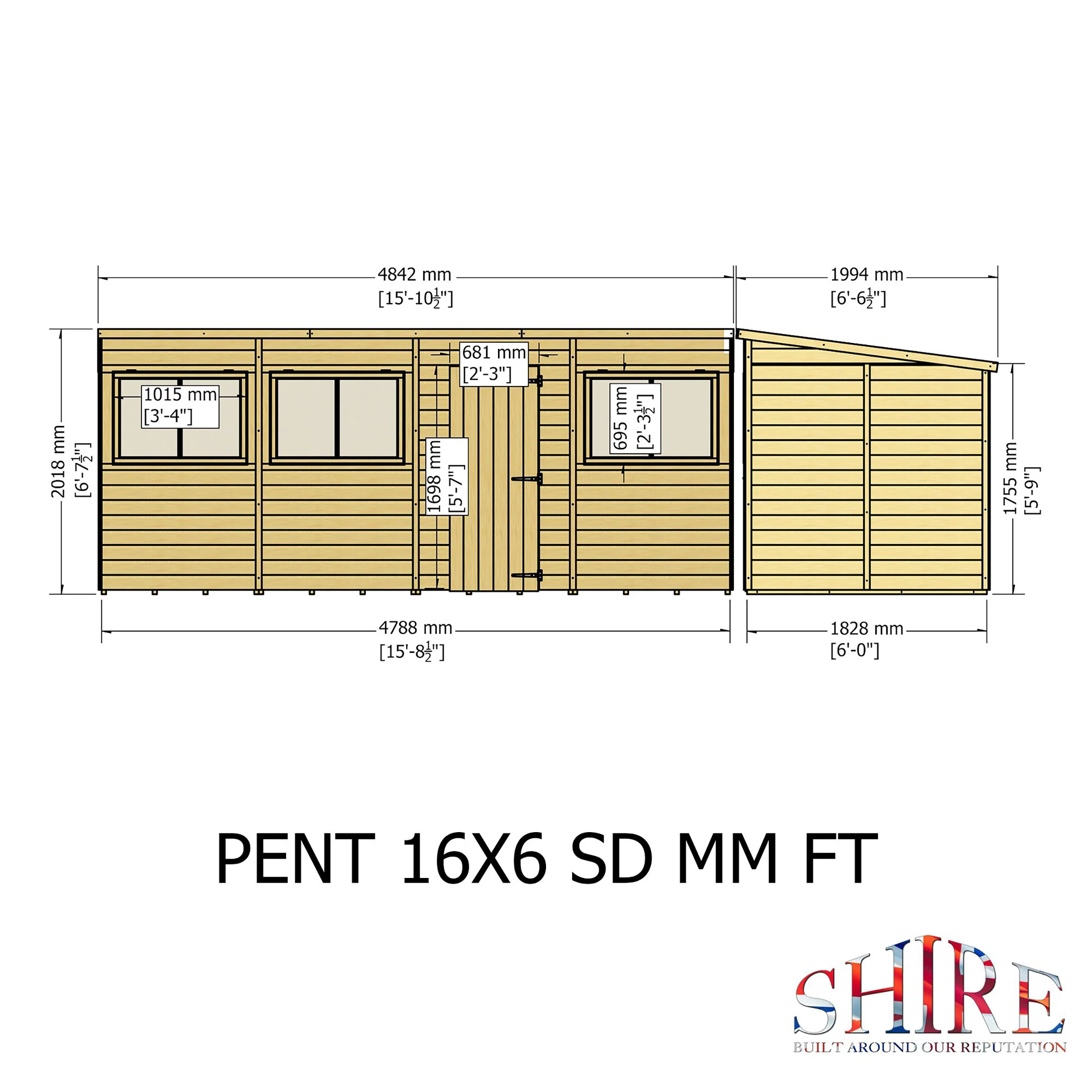 Pent 16 X 6 Shiplap Shed - Image 10