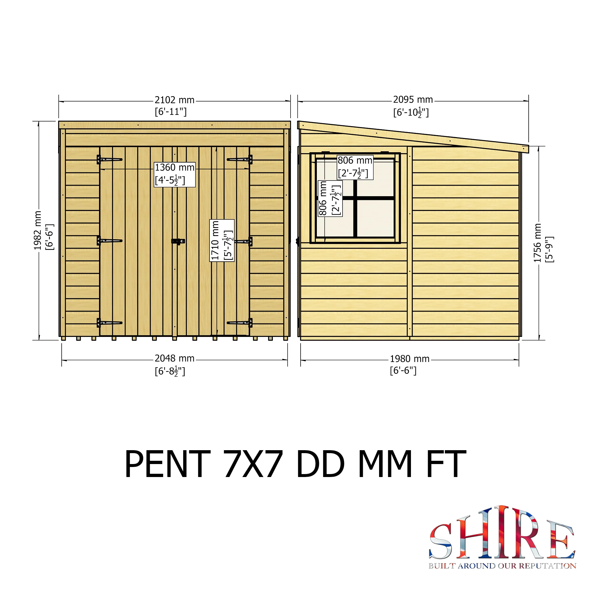Pent Double Door Shiplap Shed - Image 9