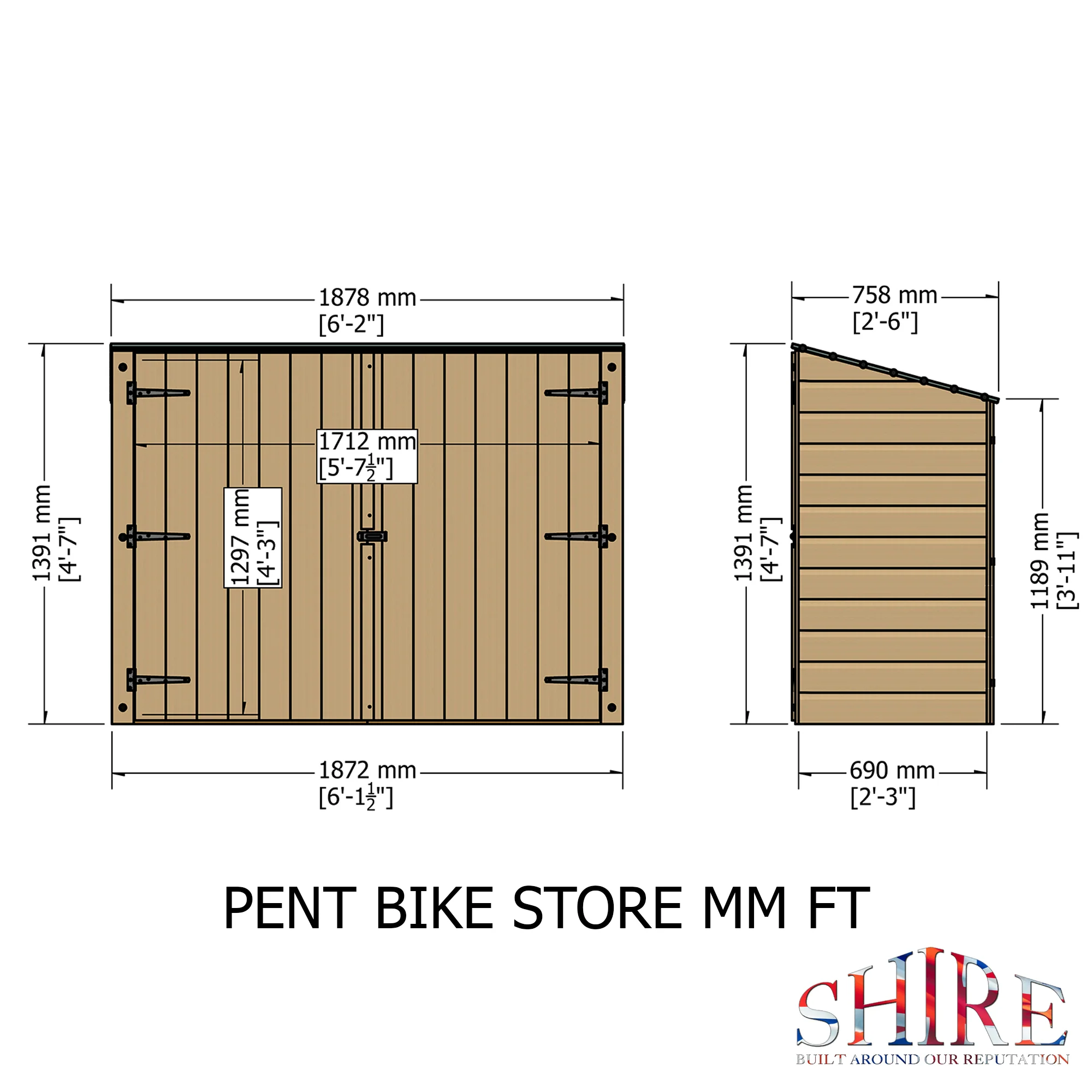 Pent Shiplap Bike Store, No Floor - Image 4
