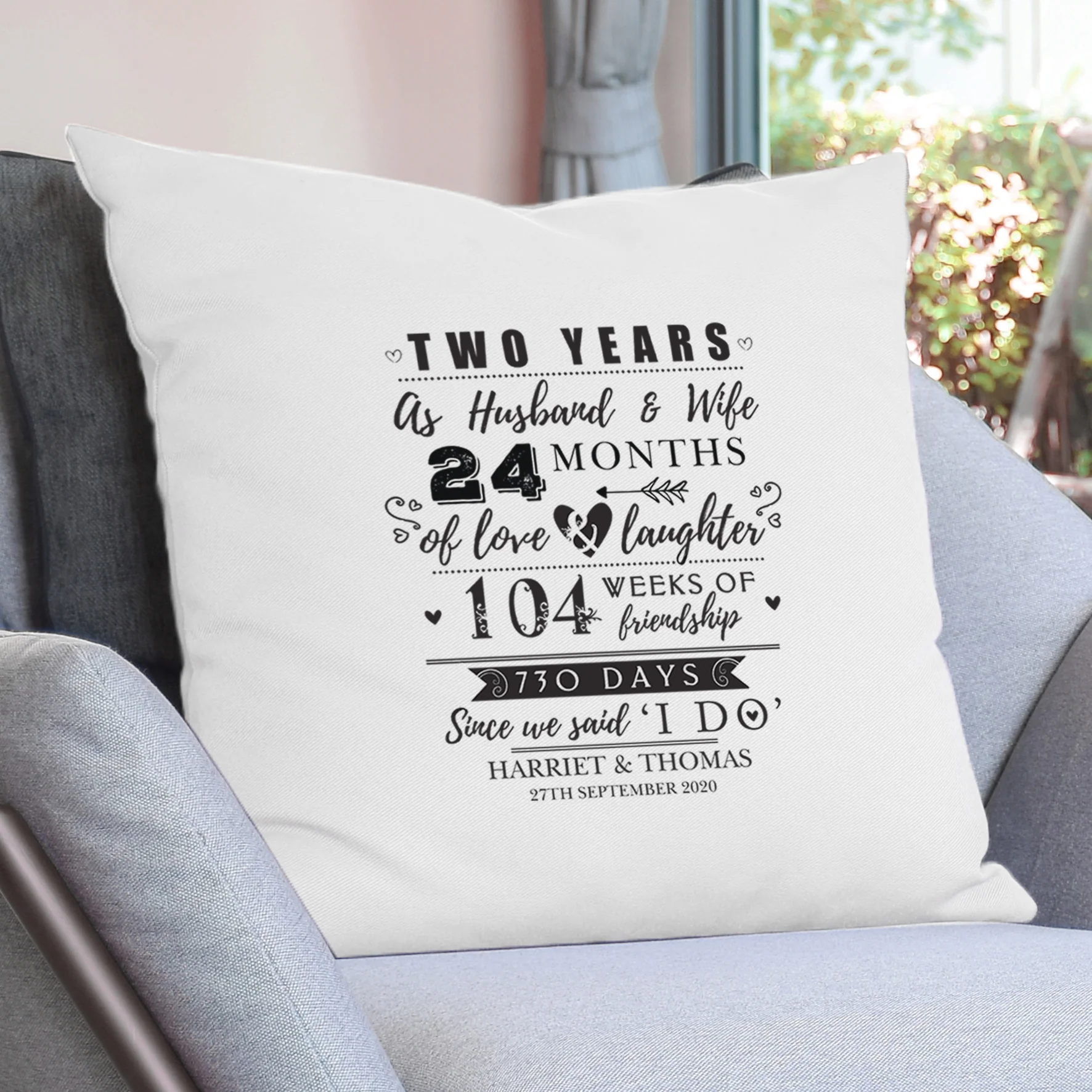 Personalised 2nd Anniversary Cushion - Image 4