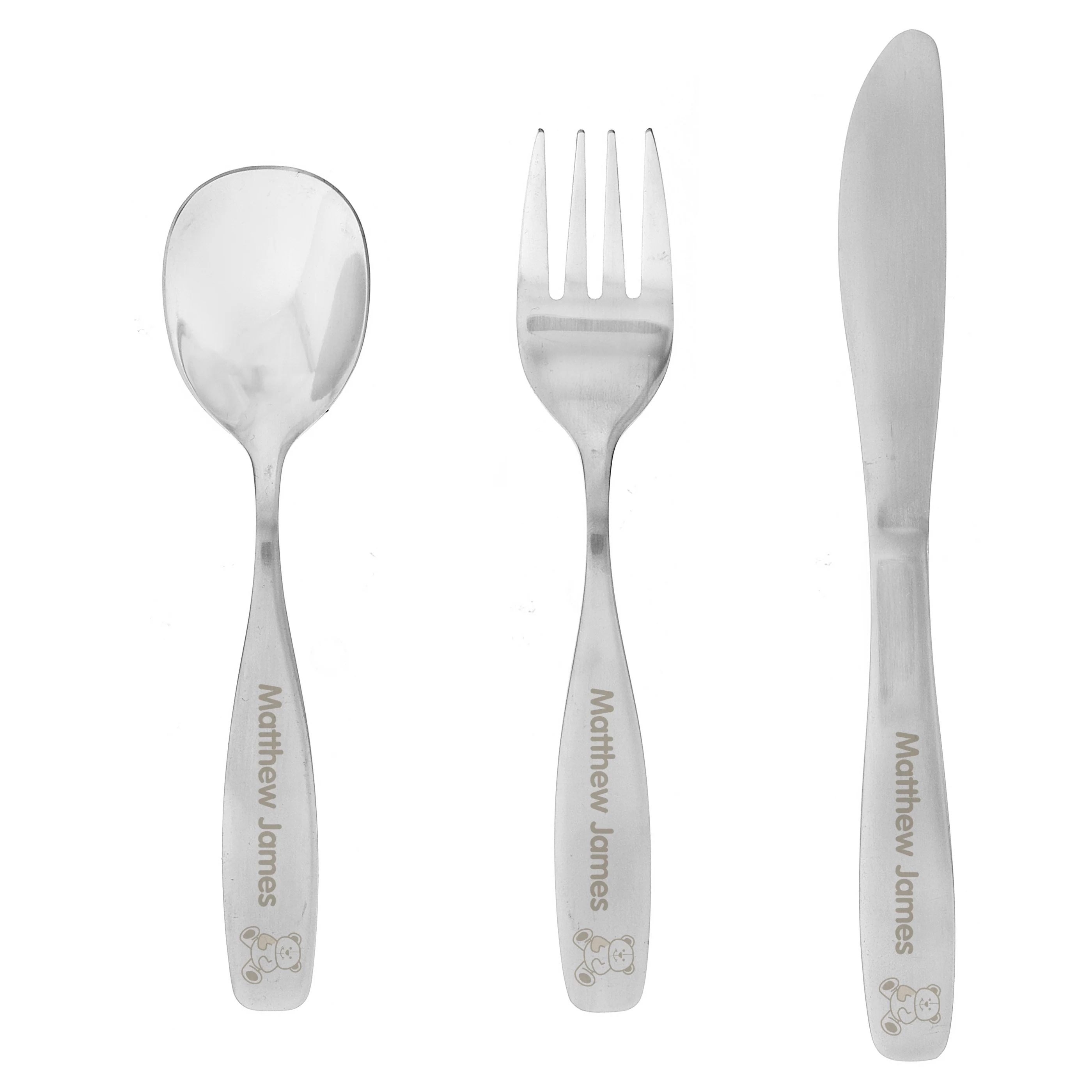 Personalised 3 Piece Teddy Cutlery Set - Image 2