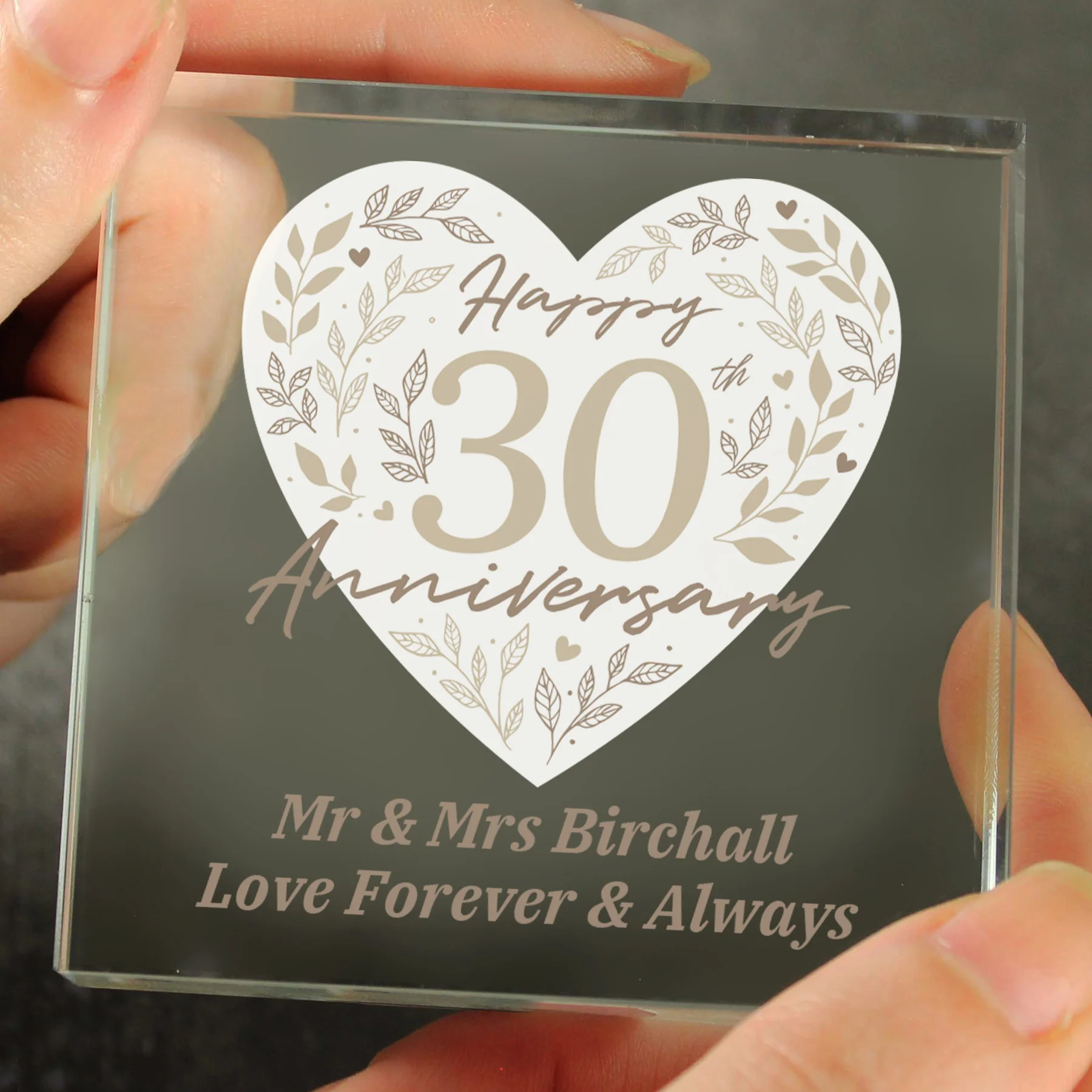 Personalised 30th Pearl Wedding Anniversary Crystal Token - Image 3