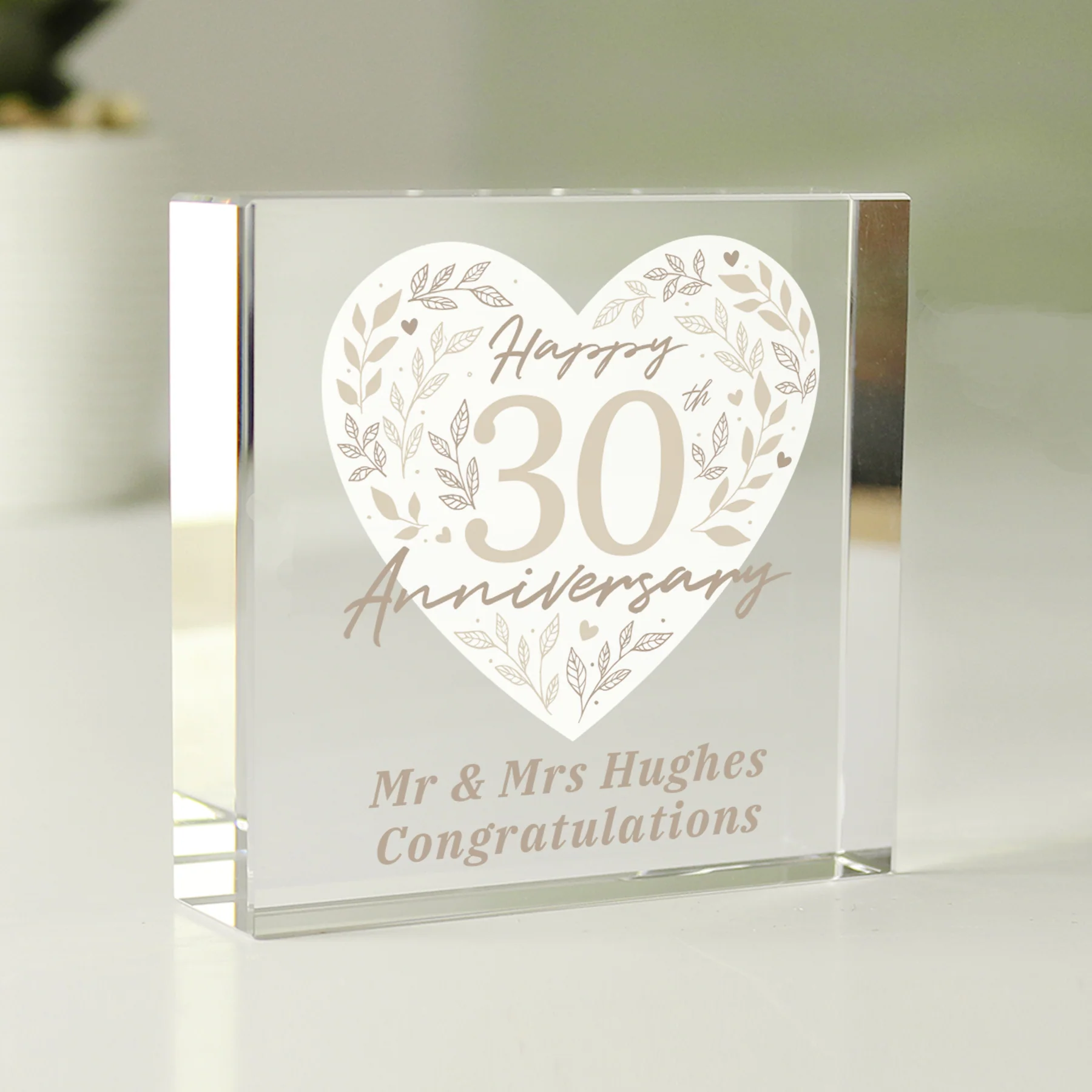 Personalised 30th Pearl Wedding Anniversary Crystal Token - Image 4