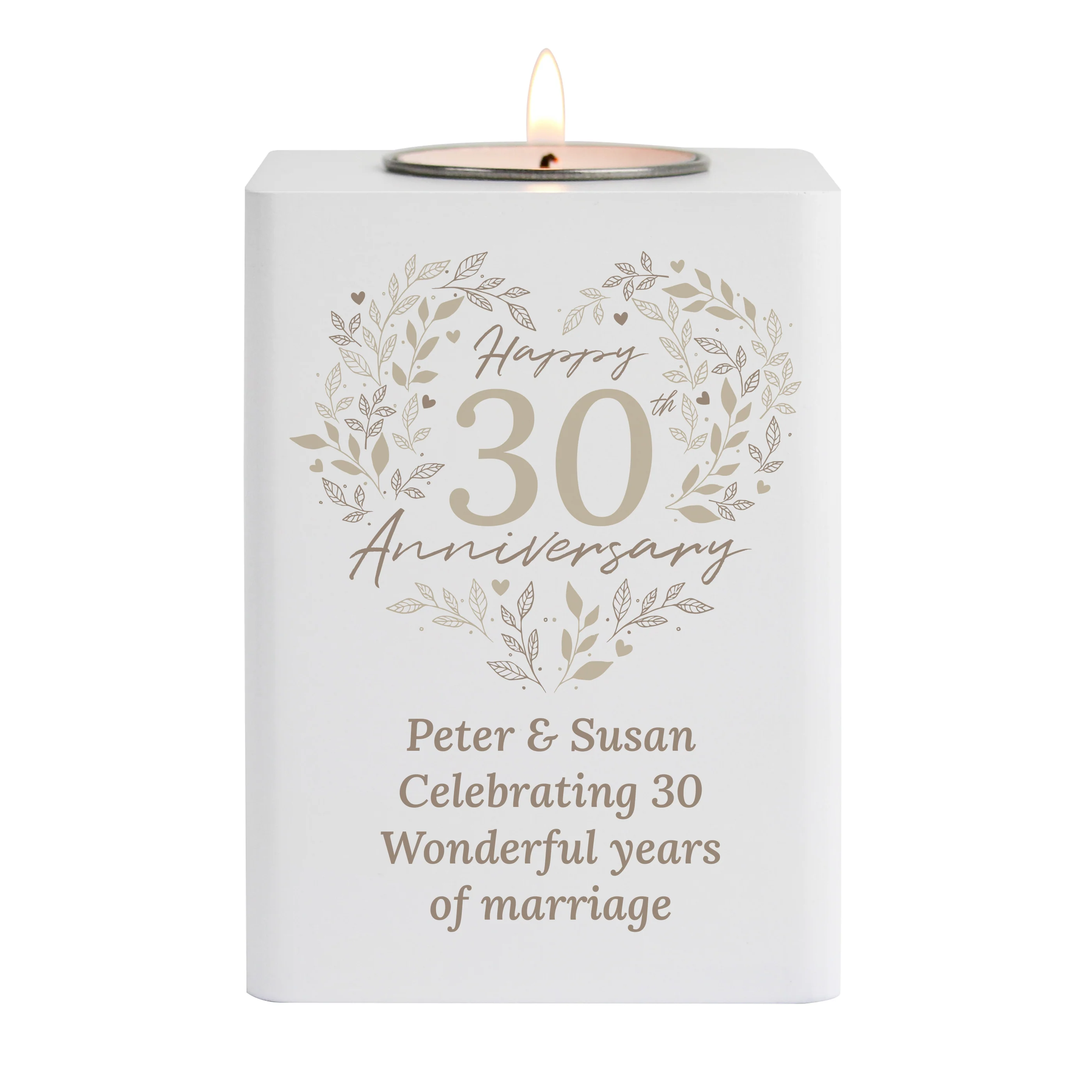 Personalised 30th Pearl Wedding Anniversary Tea Light Holder