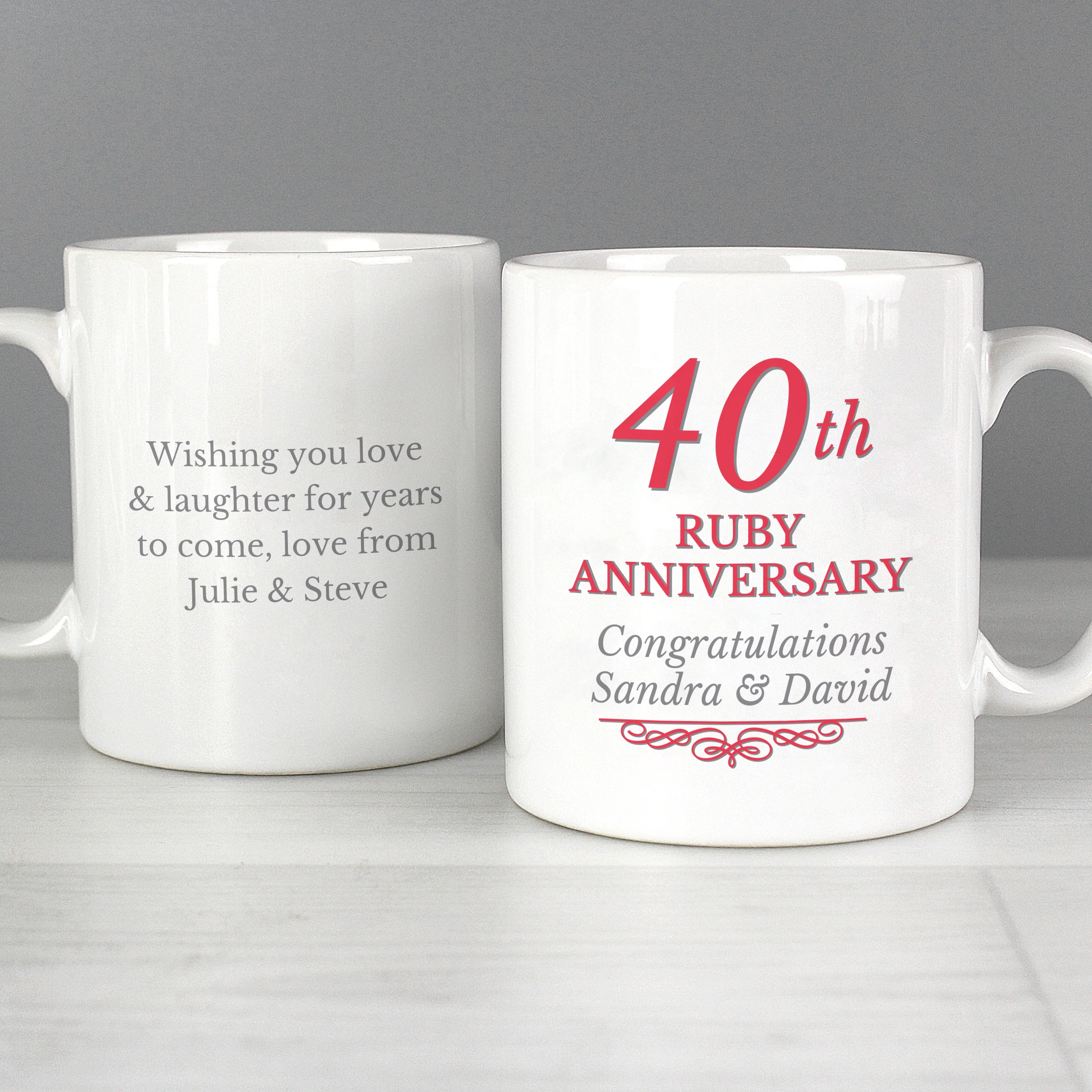 Personalised 40th Ruby Anniversary Mug Set - Image 4