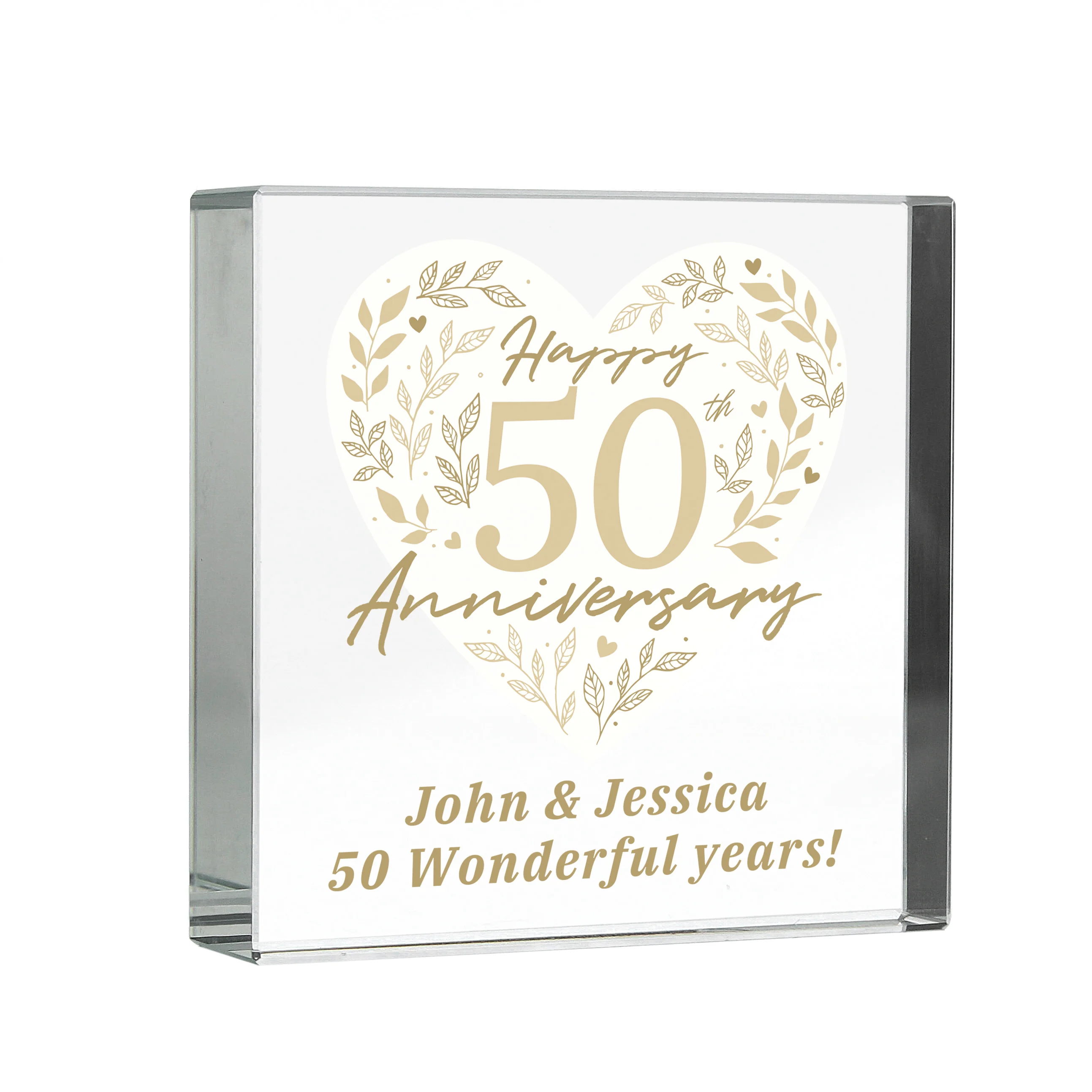 Personalised 50th Golden Wedding Anniversary Crystal Token - Image 5