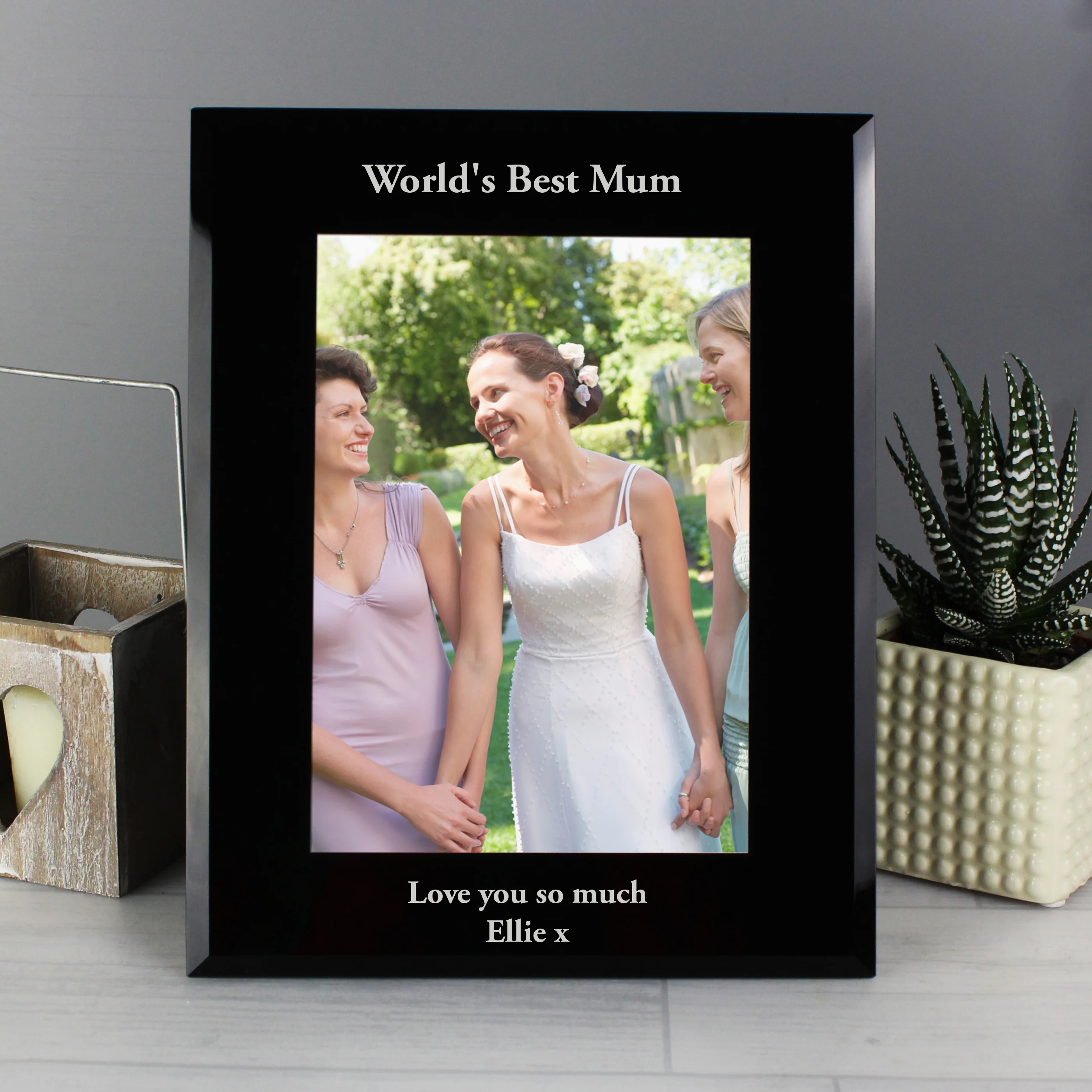 Personalised 5x7 Black Glass Photo Frame - Image 6