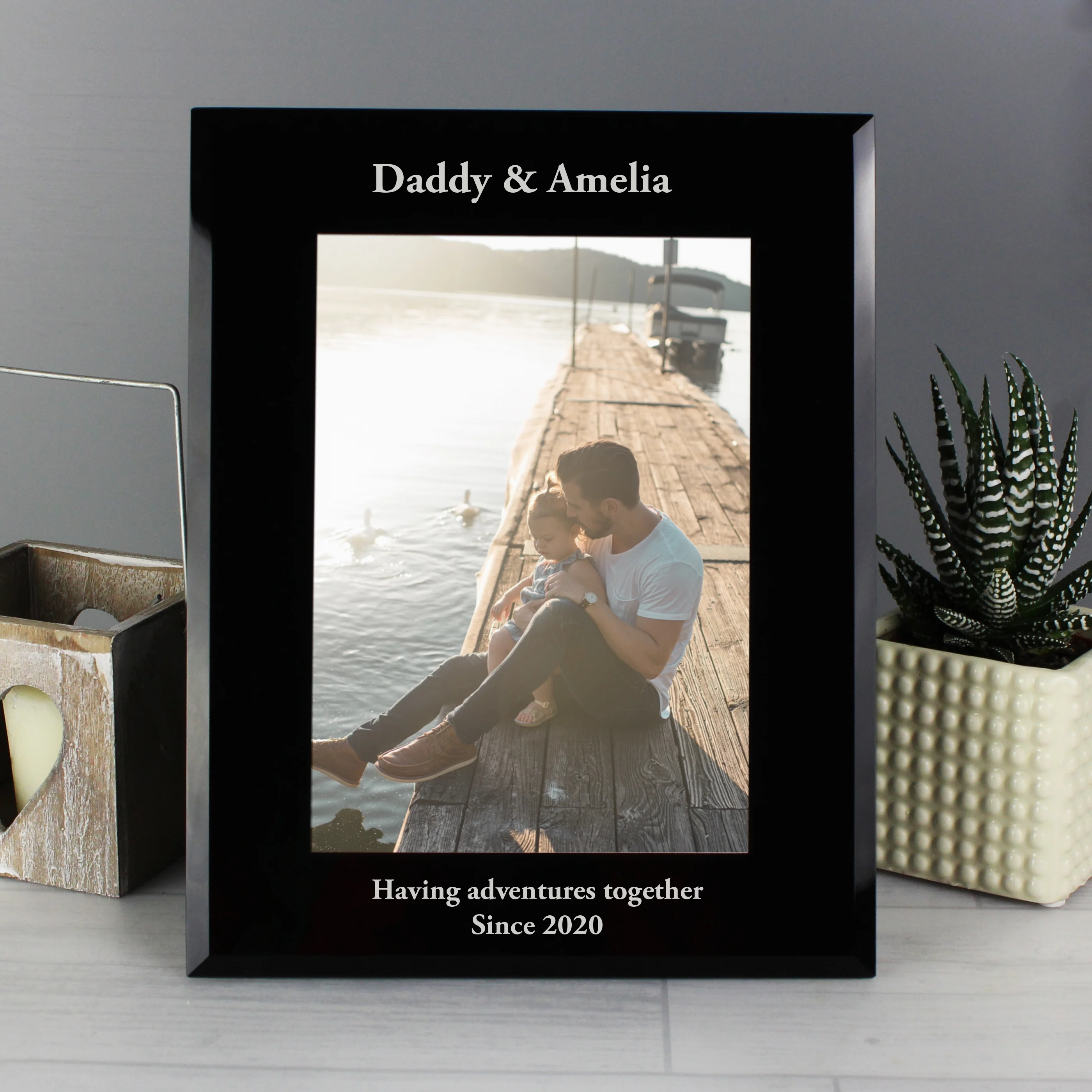 Personalised 5x7 Black Glass Photo Frame - Image 7