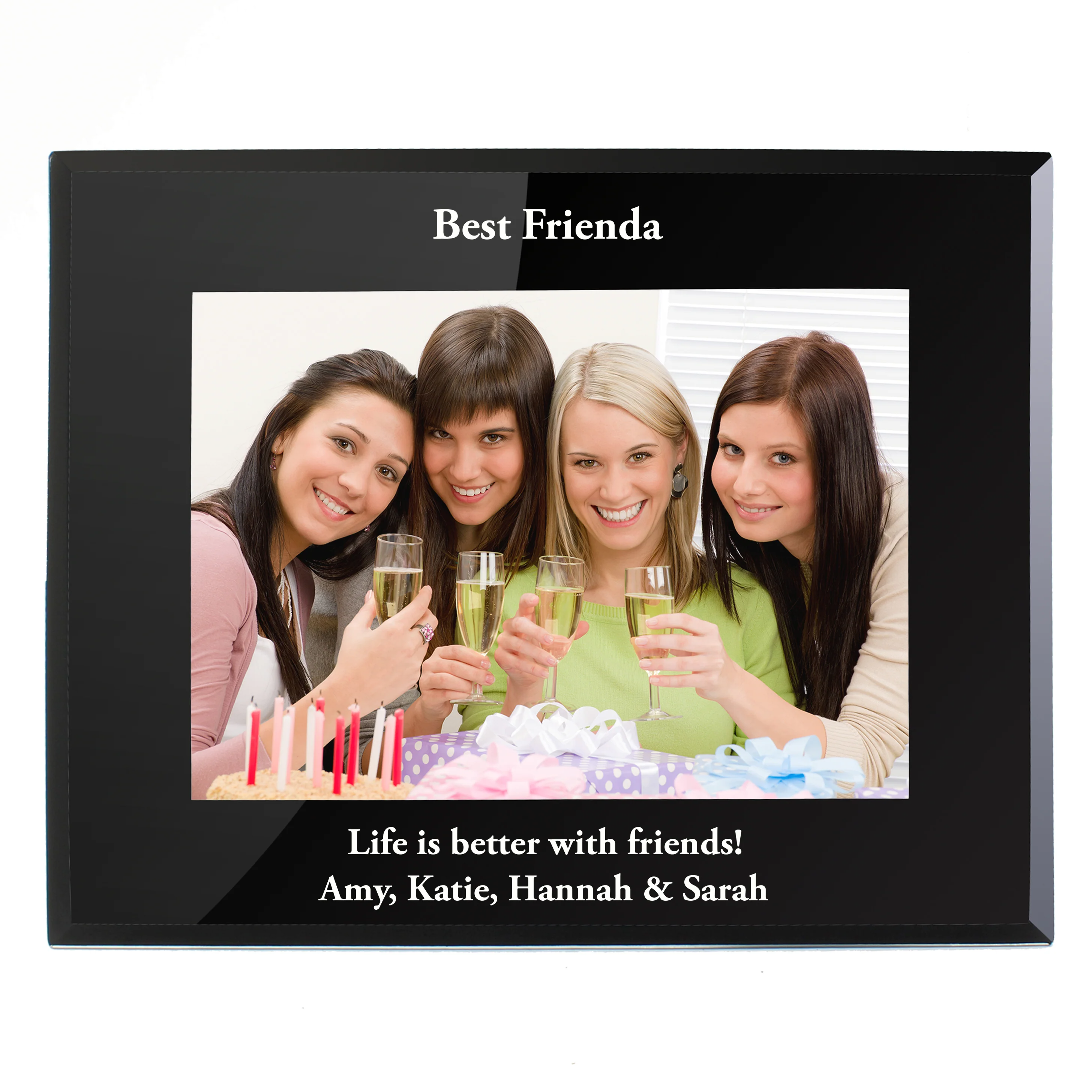 Personalised 5x7 Landscape Black Glass Photo Frame - Image 6